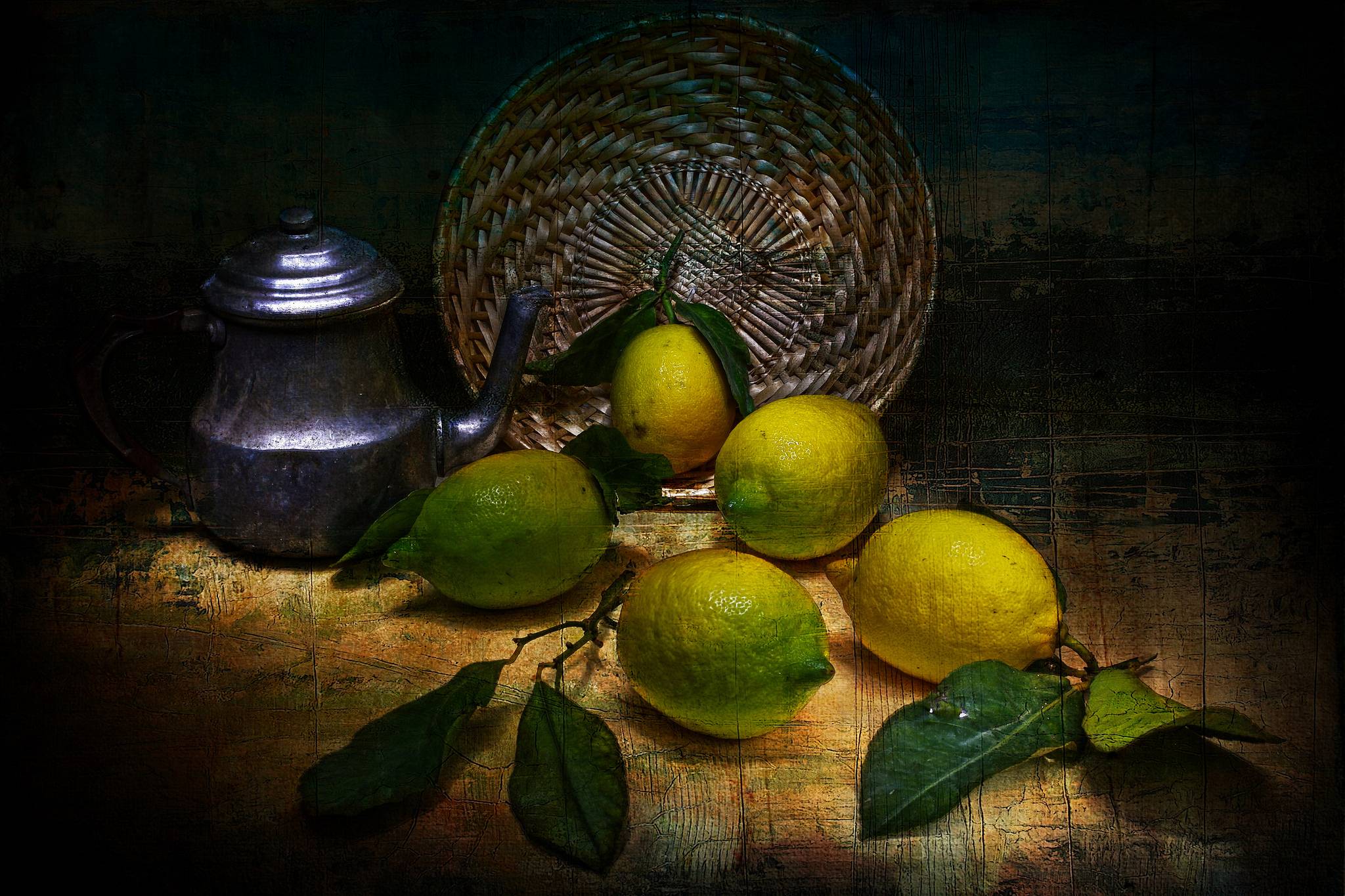 Обои лимоны чайник натюрморт на рабочий стол