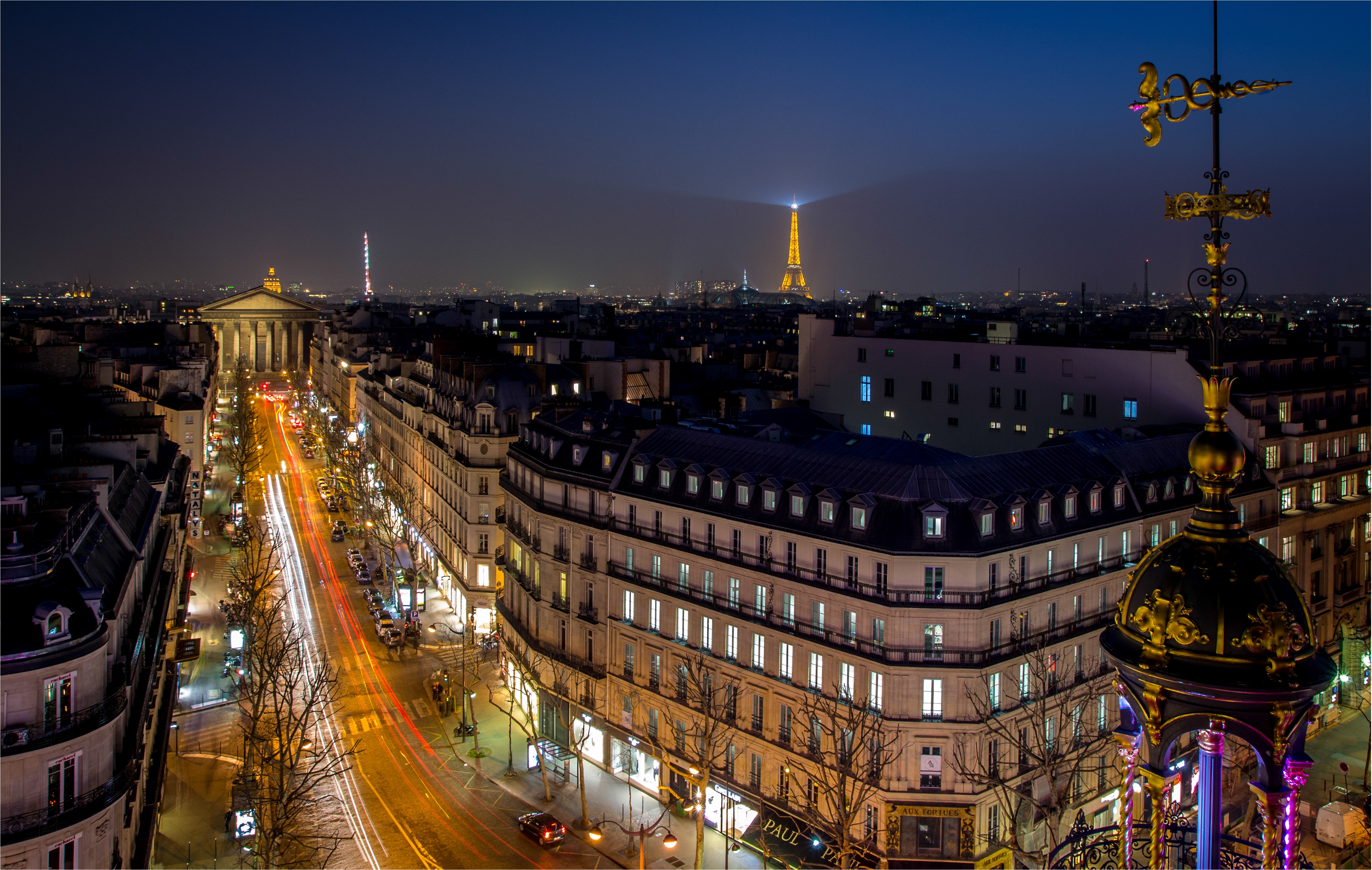 Обои ночная улица ночной город Париж на рабочий стол