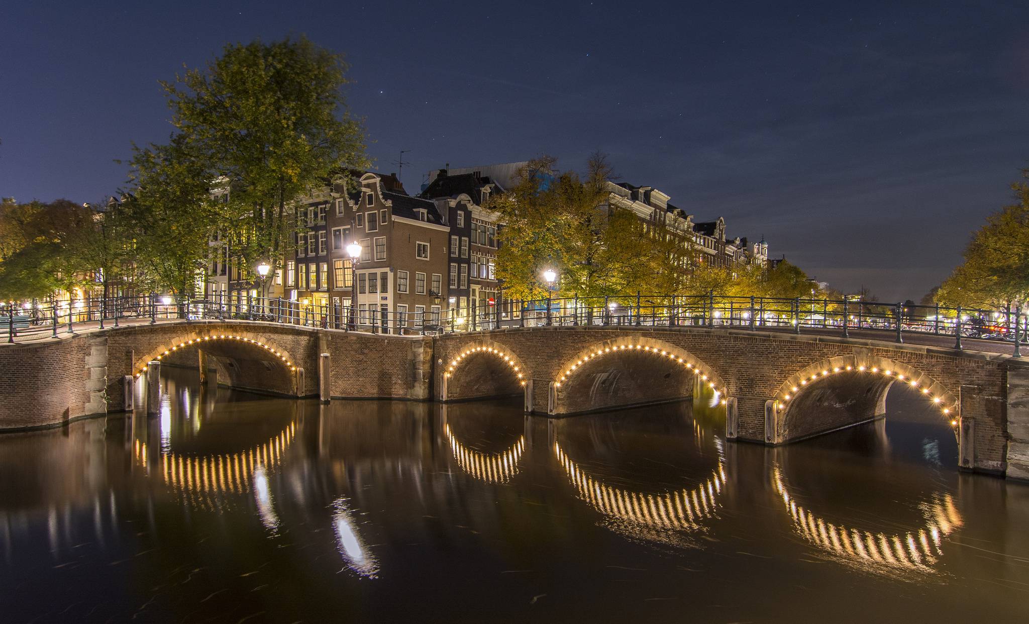 Wallpapers the capital and the largest city of the Netherlands panorama dark on the desktop