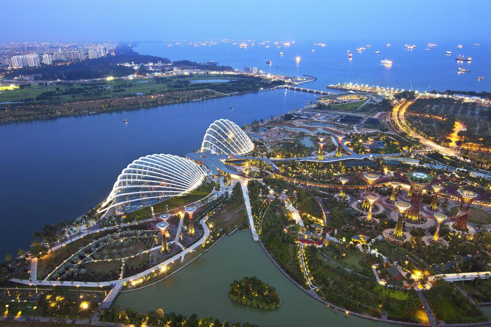 Обои Сингапур городской пейзаж вид сверху на рабочий стол