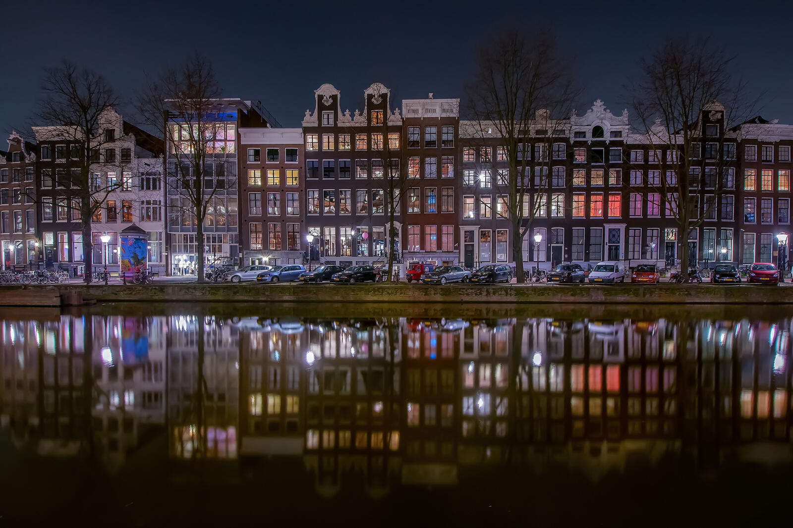 Обои Нидерланды ночь река на рабочий стол