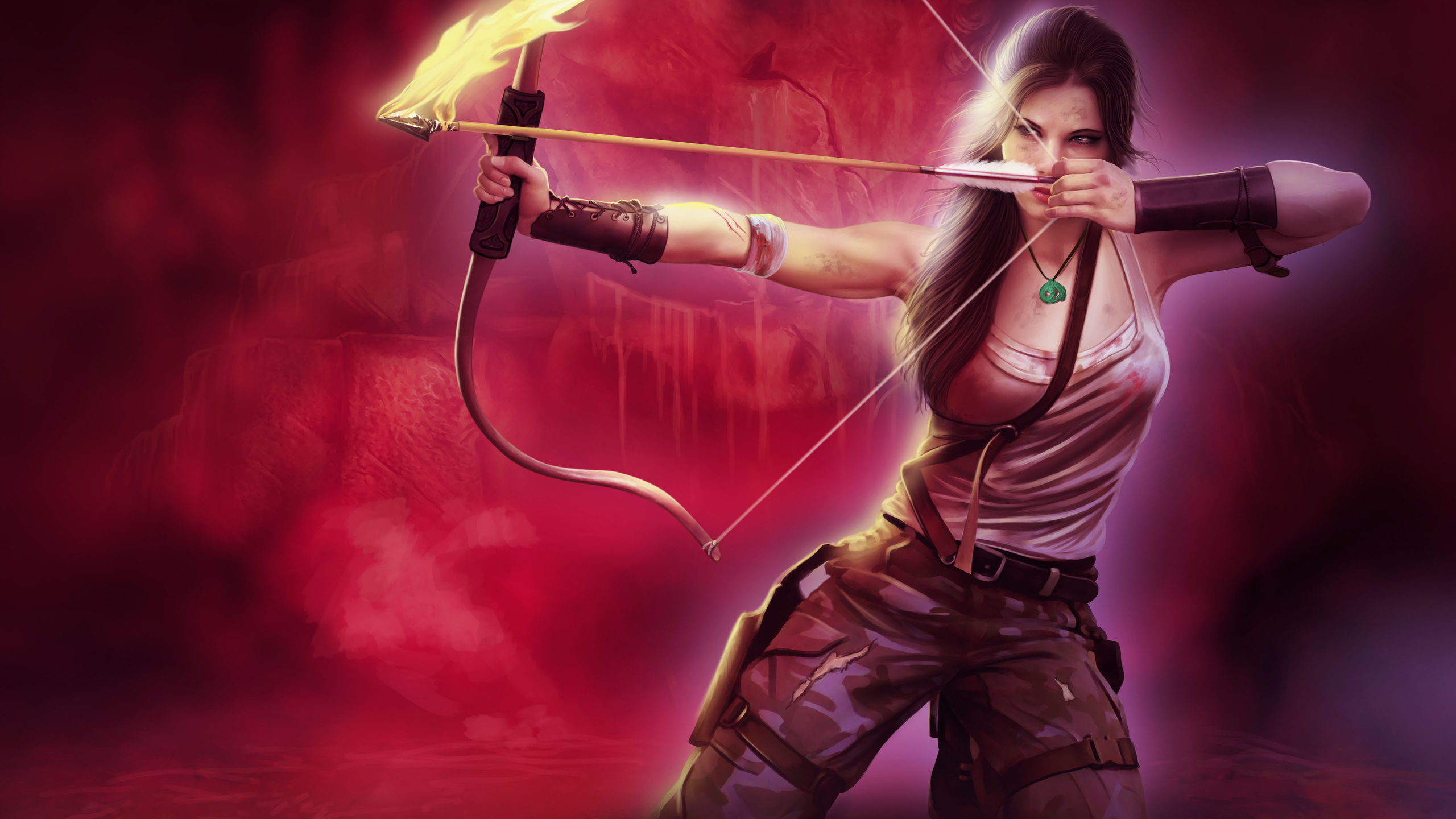 Wallpapers bowstring girl warrior on the desktop