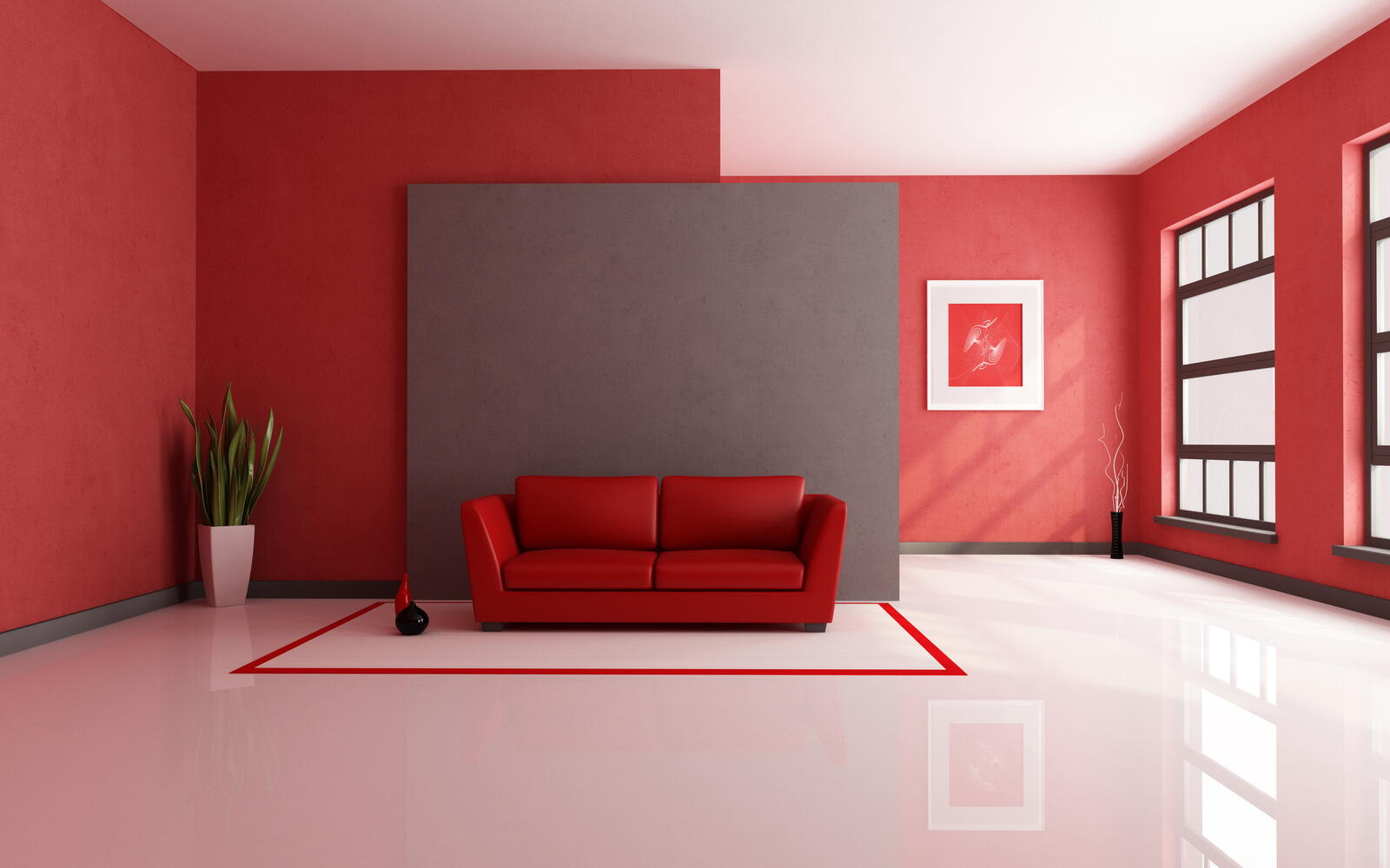 Обои комната красная дизайн на рабочий стол