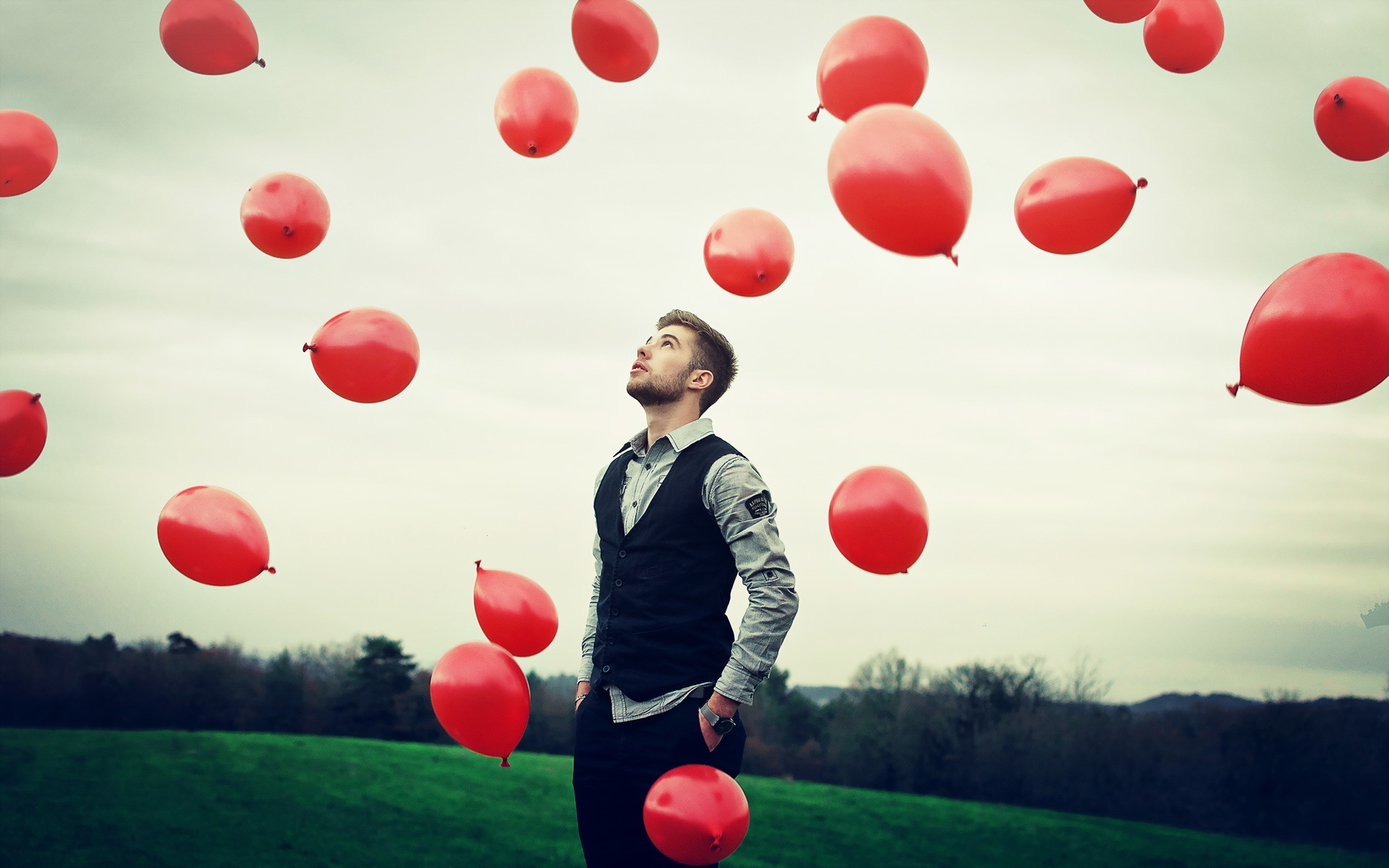 Фото бесплатно шары, человек, воздух