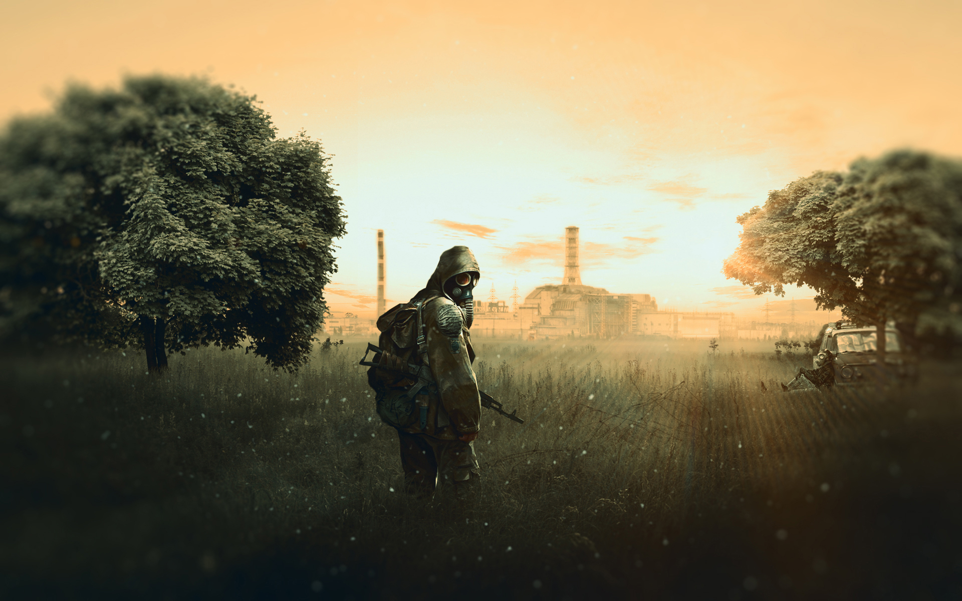 Wallpapers stalker: shadow of chernobyl stalker with automatic aks-47 Chernobyl AES on the desktop