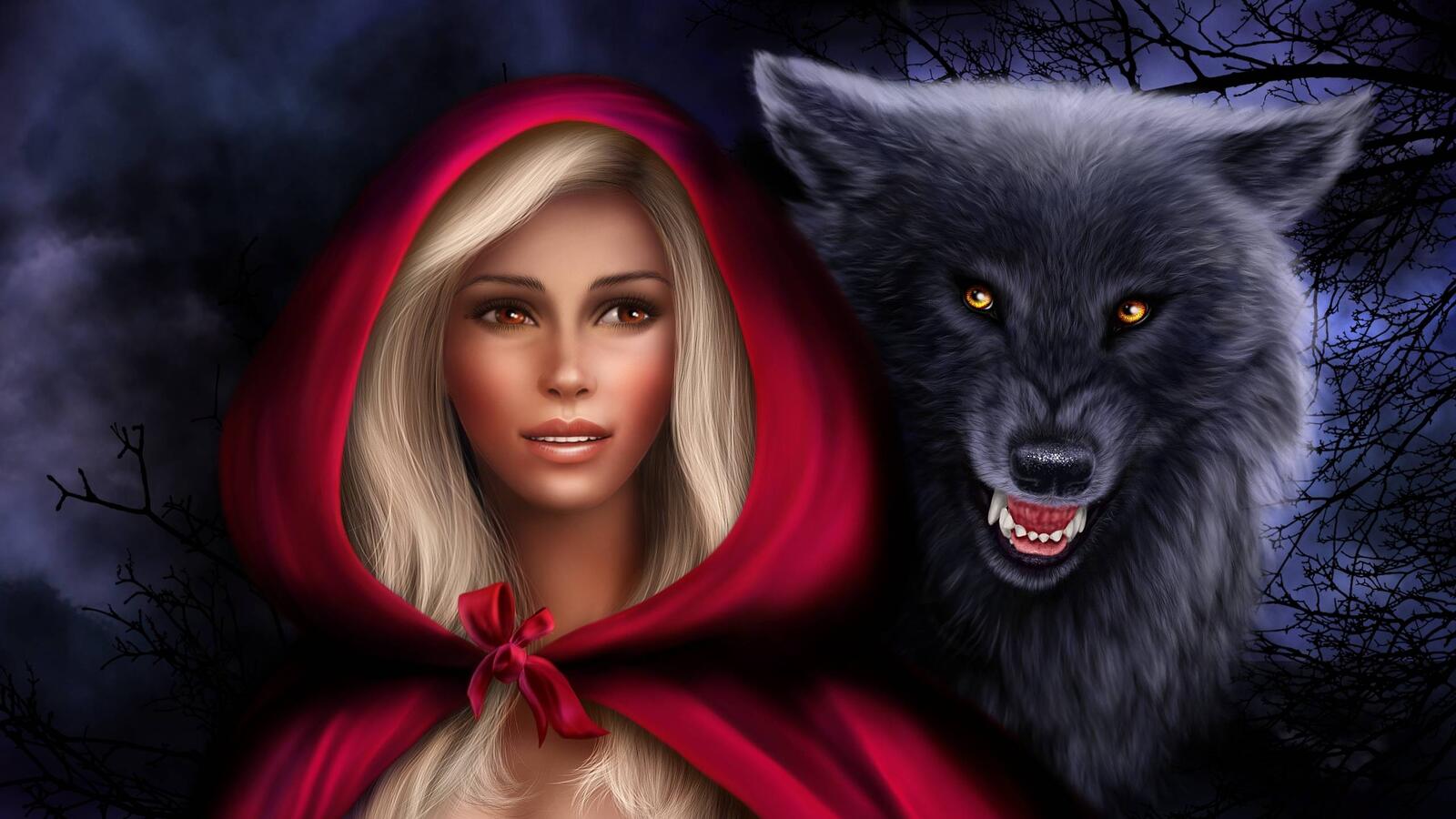 Wallpapers little red riding hood wolf fantasy on the desktop
