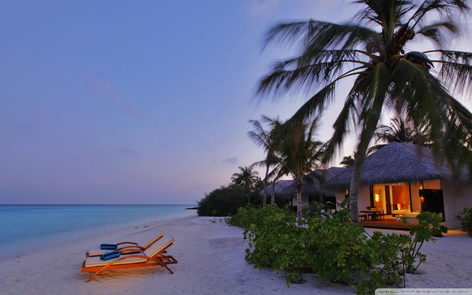 Wallpapers evening sea bungalows on the desktop