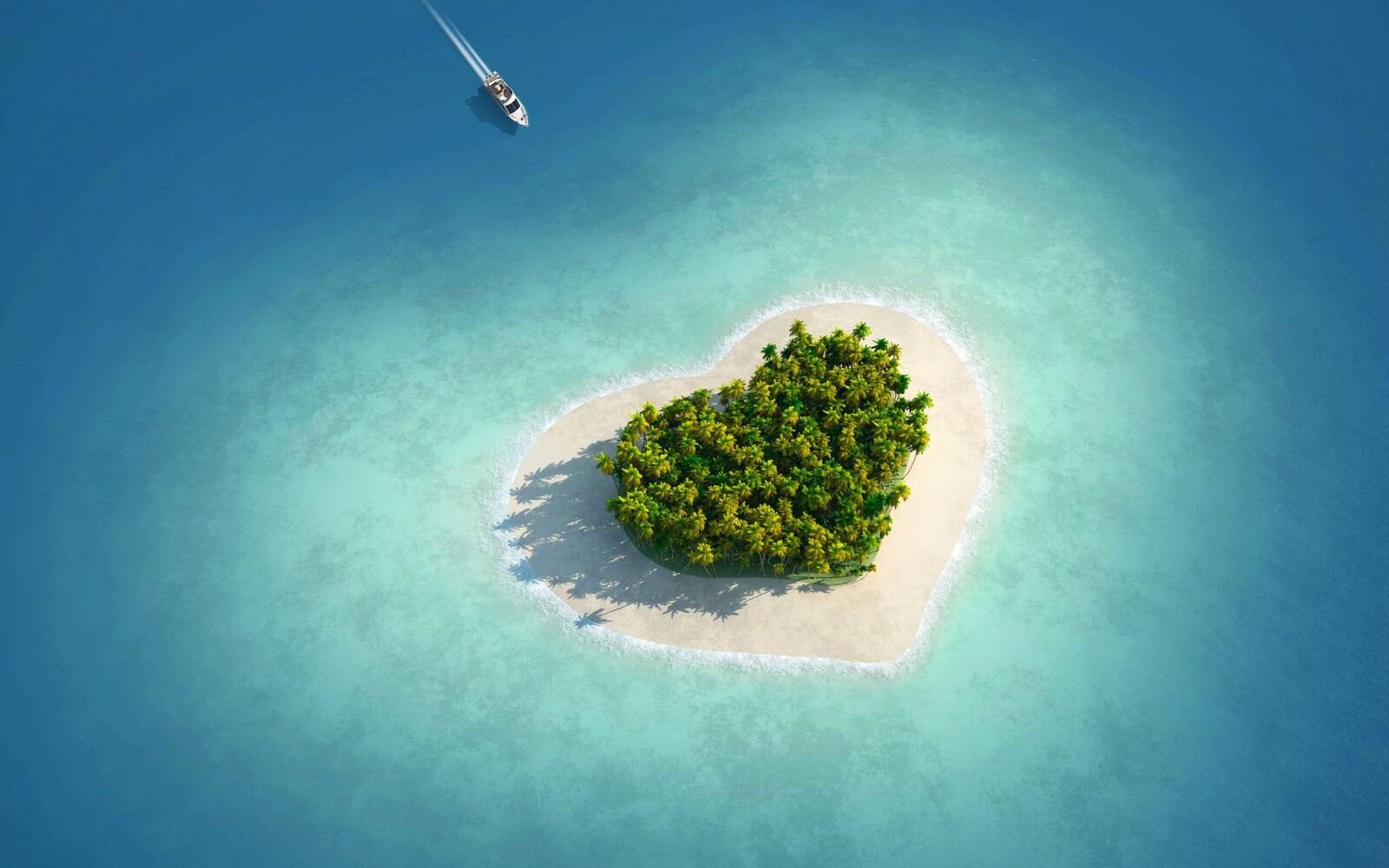 Обои остров влюбленных сердечка на рабочий стол
