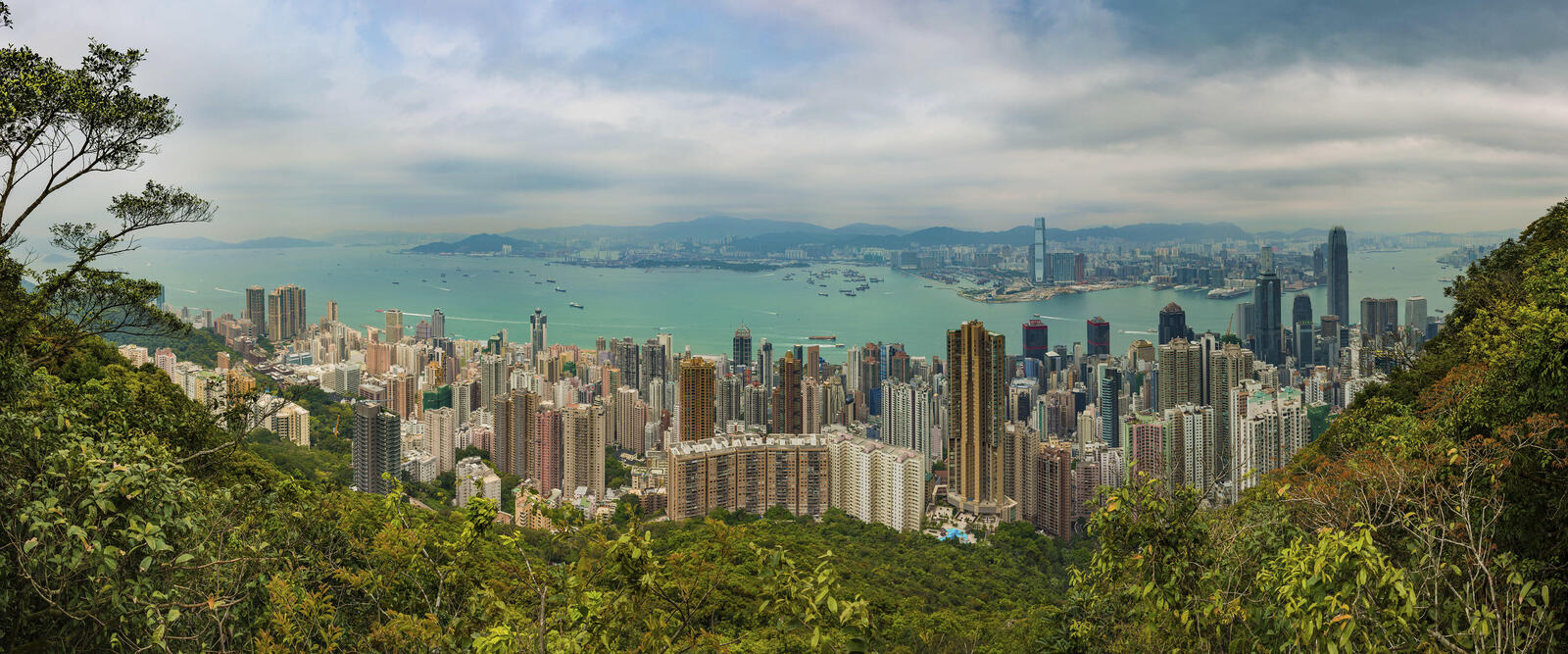 Обои панорама Гонконг Китай на рабочий стол