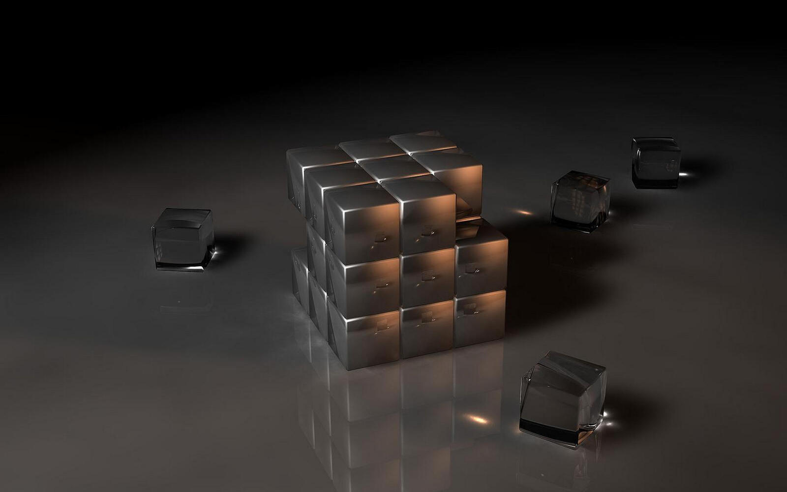 Обои кубик Рубика одноцветный разобранный на рабочий стол