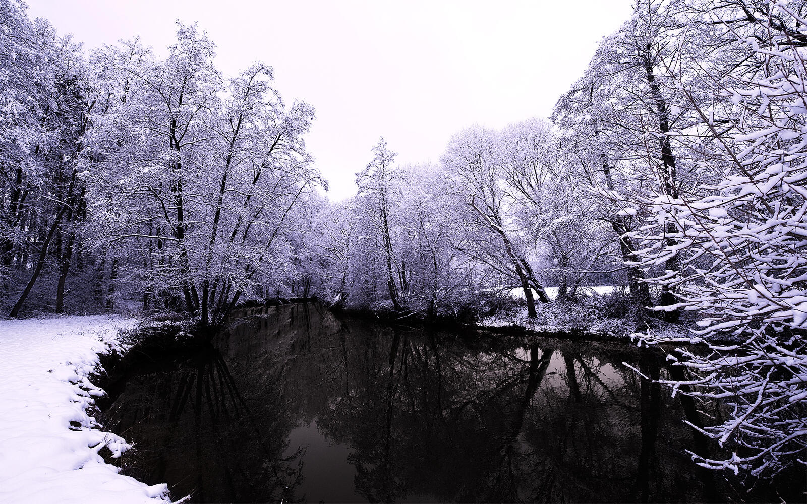 Wallpapers river winter snow on the desktop