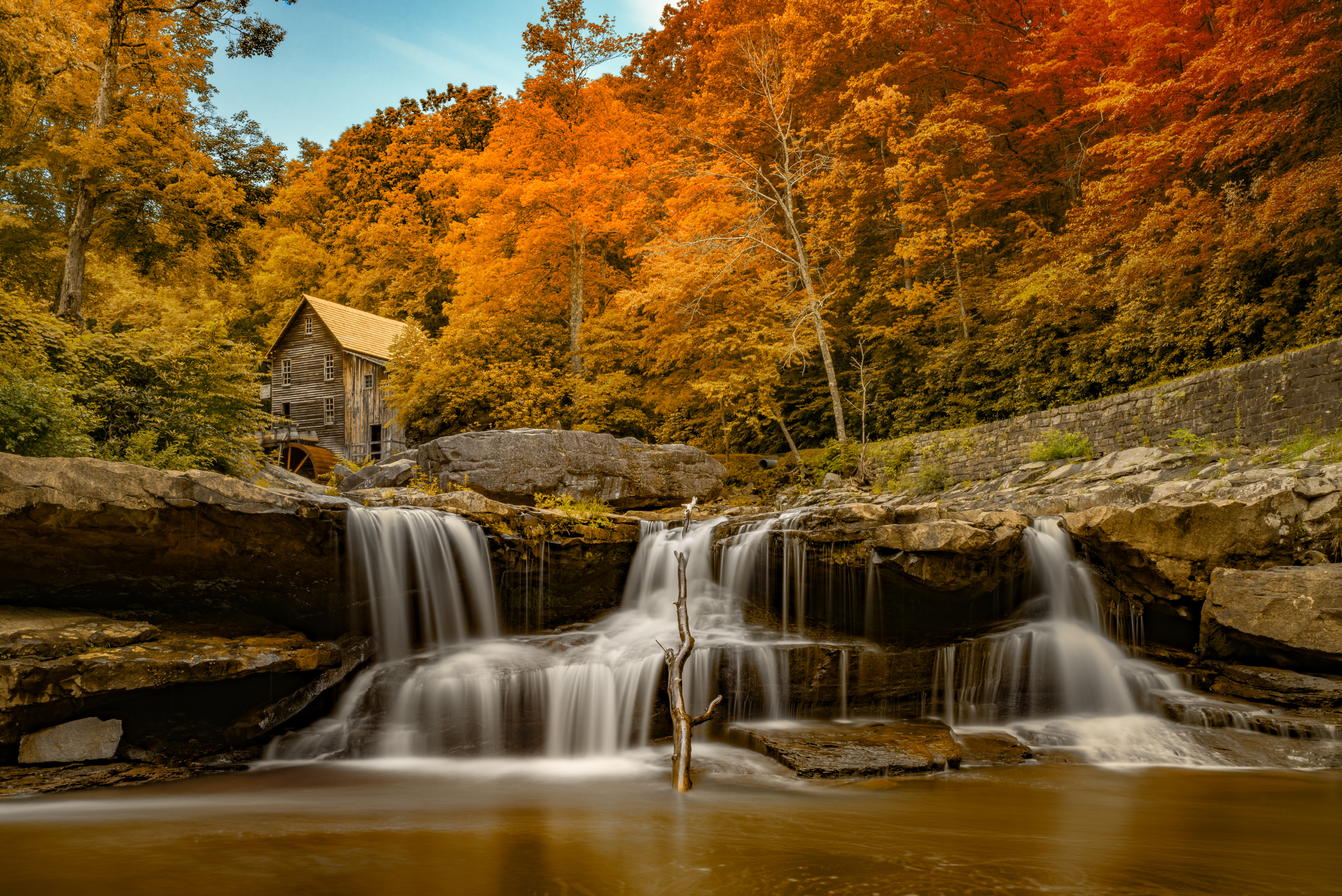 Wallpapers Creek Grist Mill Babcock State Park West Virginia on the desktop
