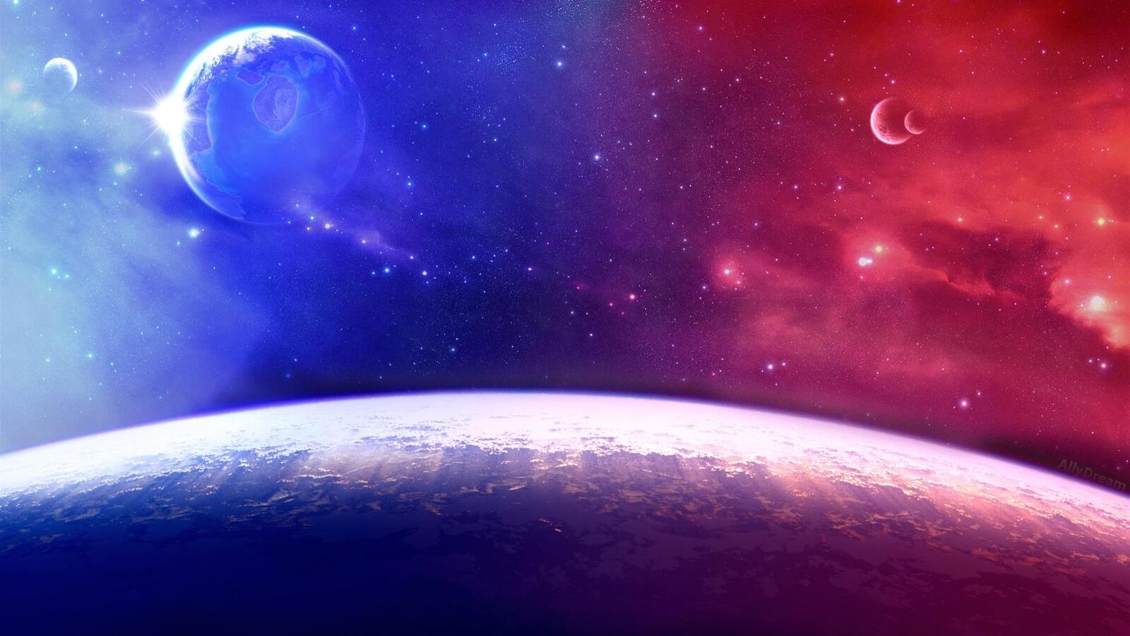 Wallpapers space blue red on the desktop