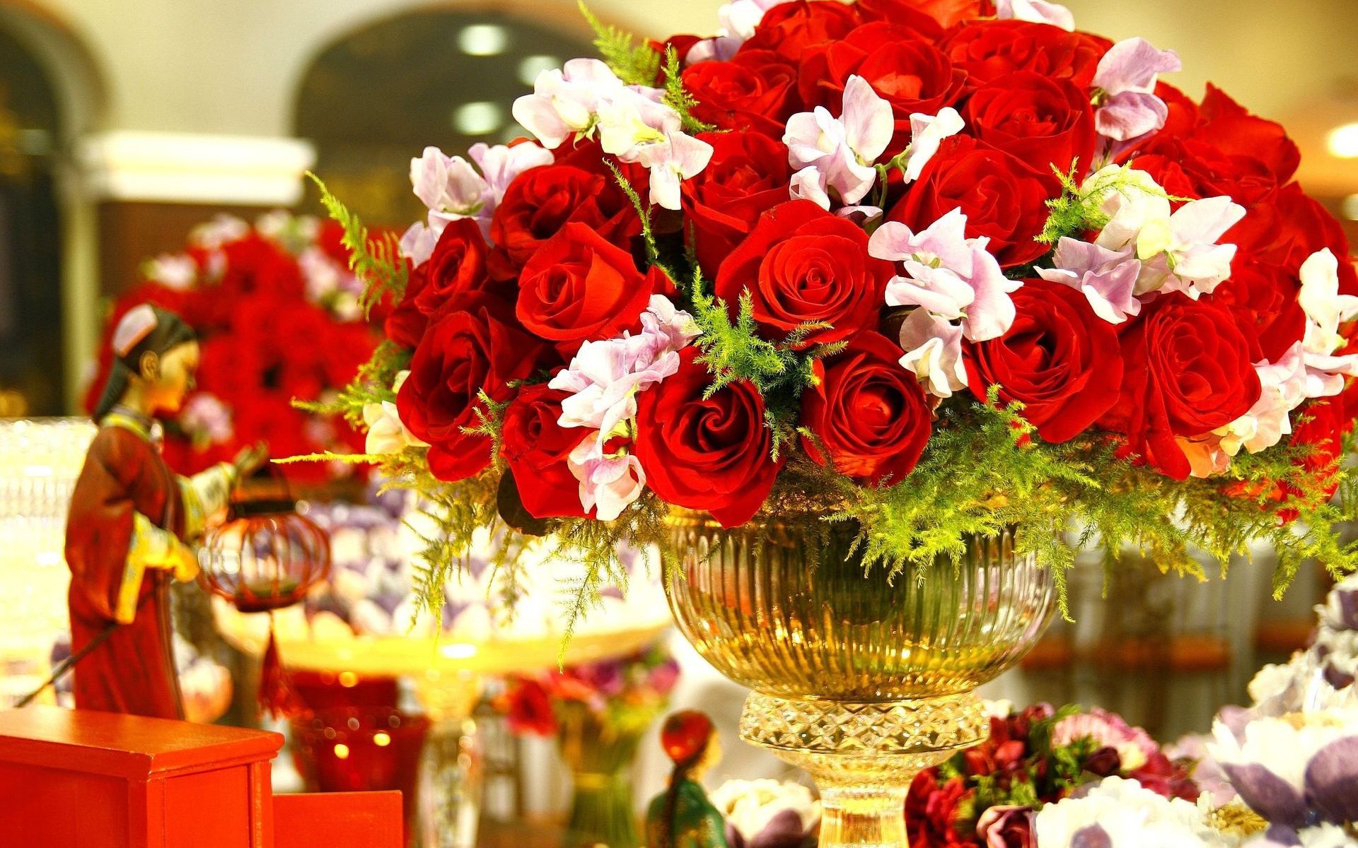 Обои розы красные буке на рабочий стол