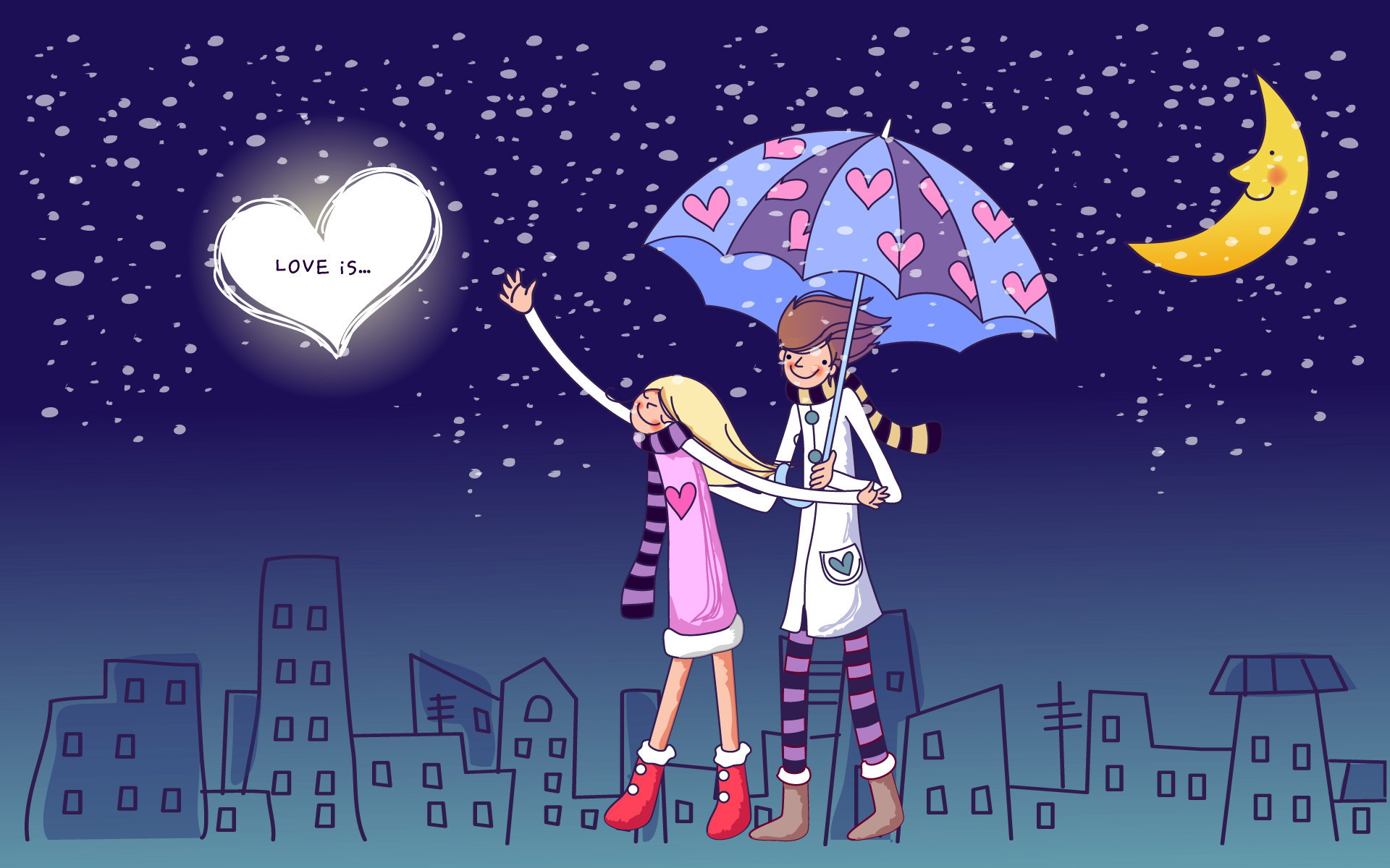 Wallpapers drawing couple umbrella on the desktop