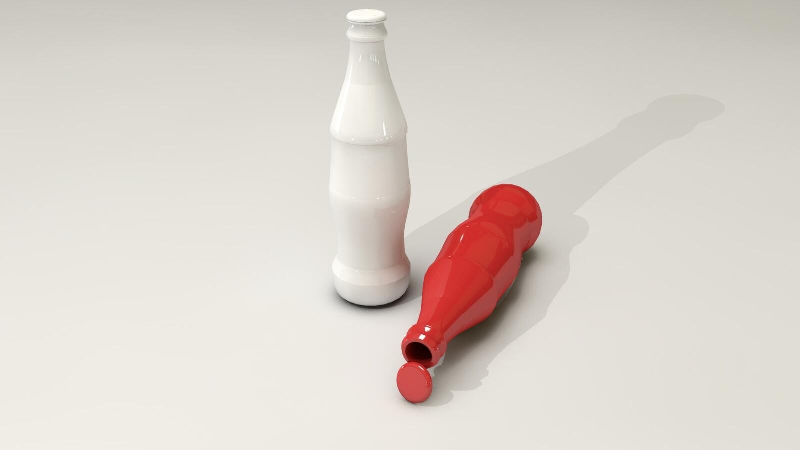 桌面上的壁纸瓶子 红 白色