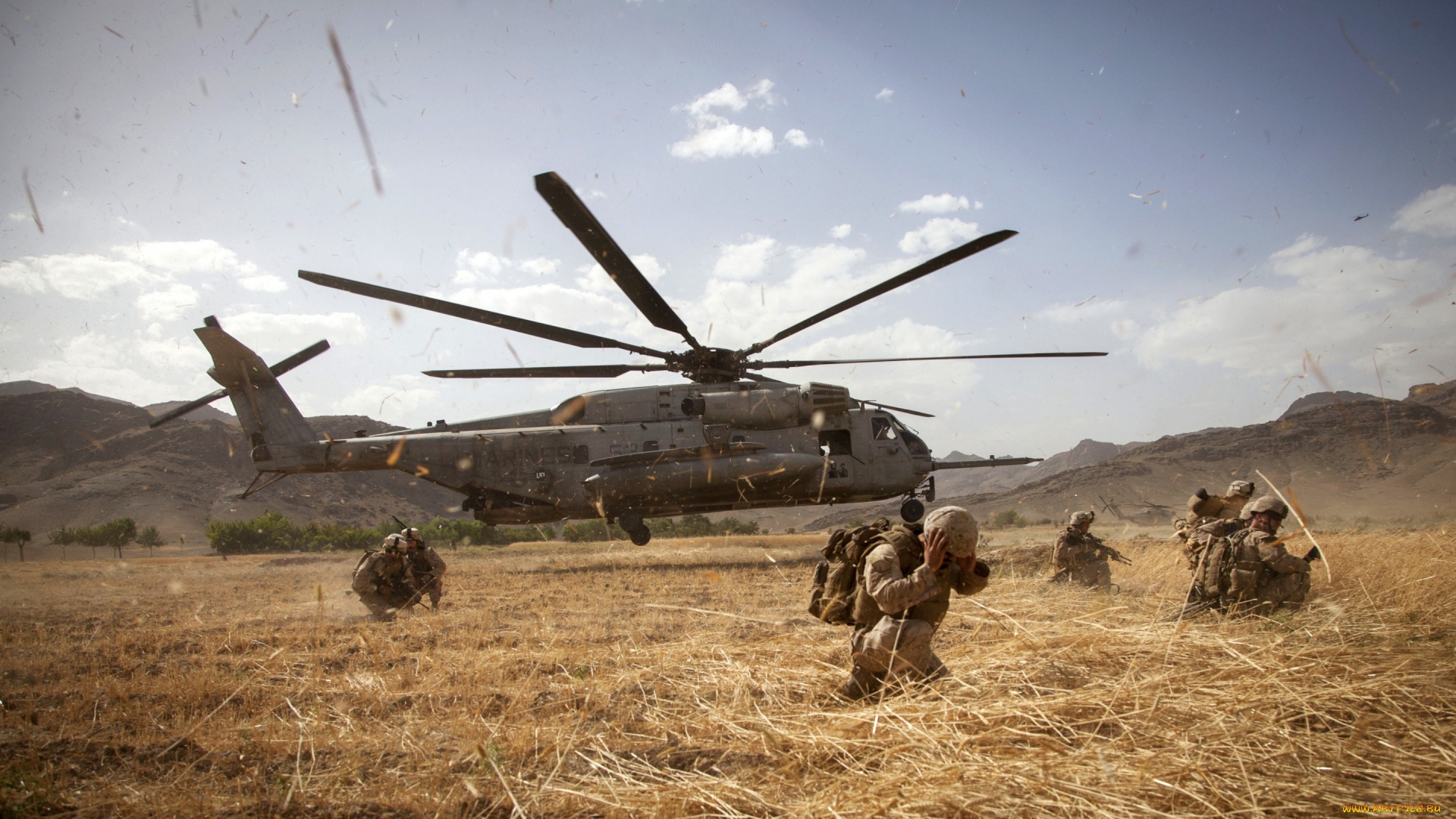 Wallpapers helicopter blade soldiers backpacks on the desktop