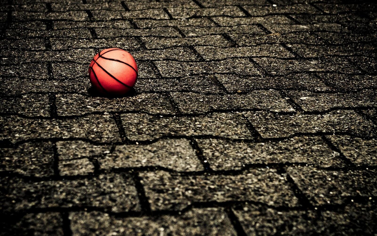 Wallpapers ball basketball pavement on the desktop