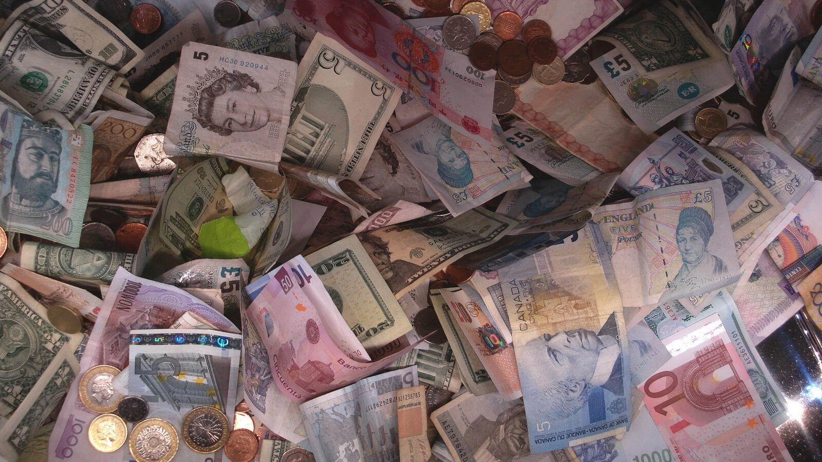 桌面上的壁纸钱 货币 说明