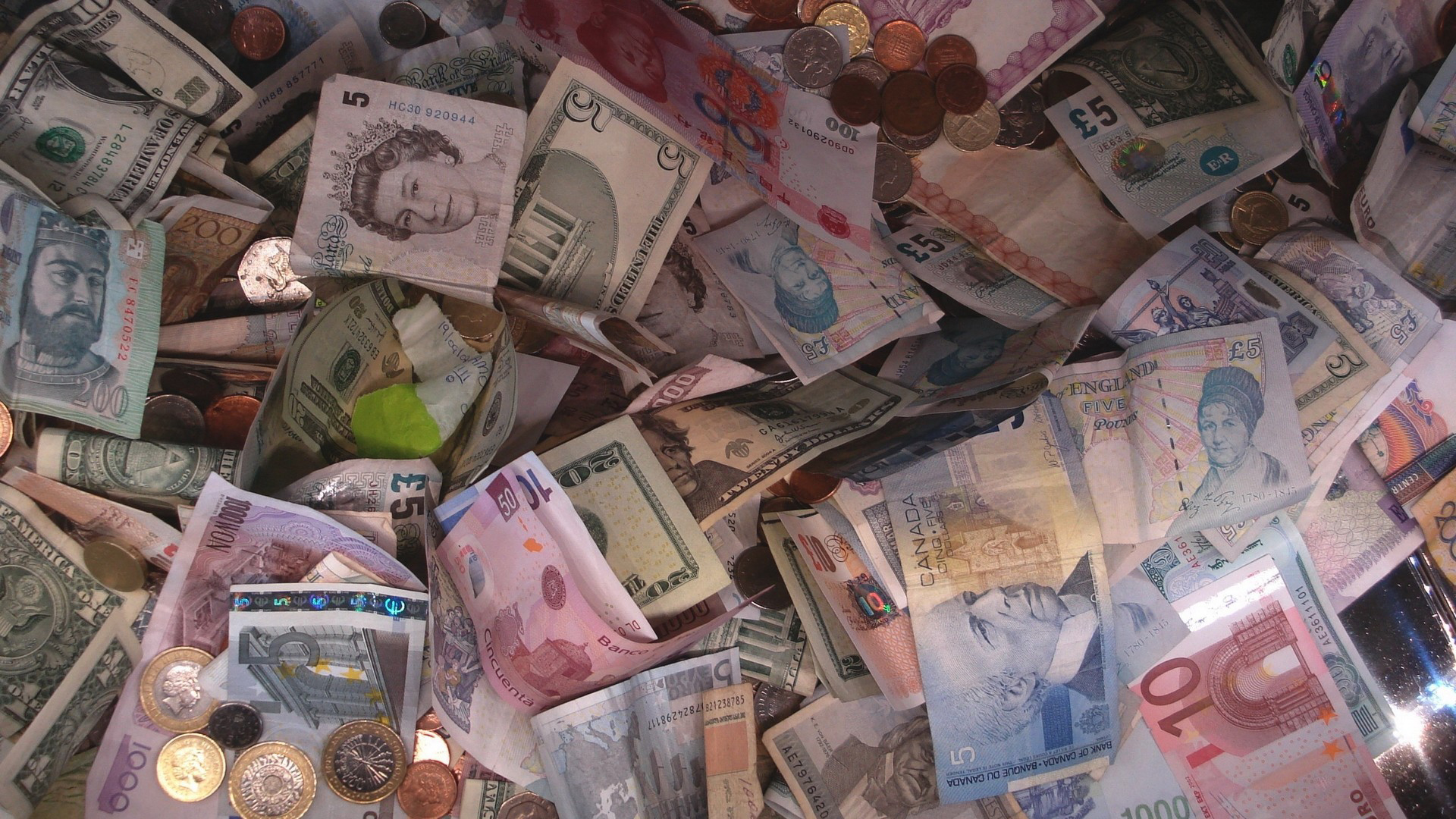 桌面上的壁纸钱 货币 说明