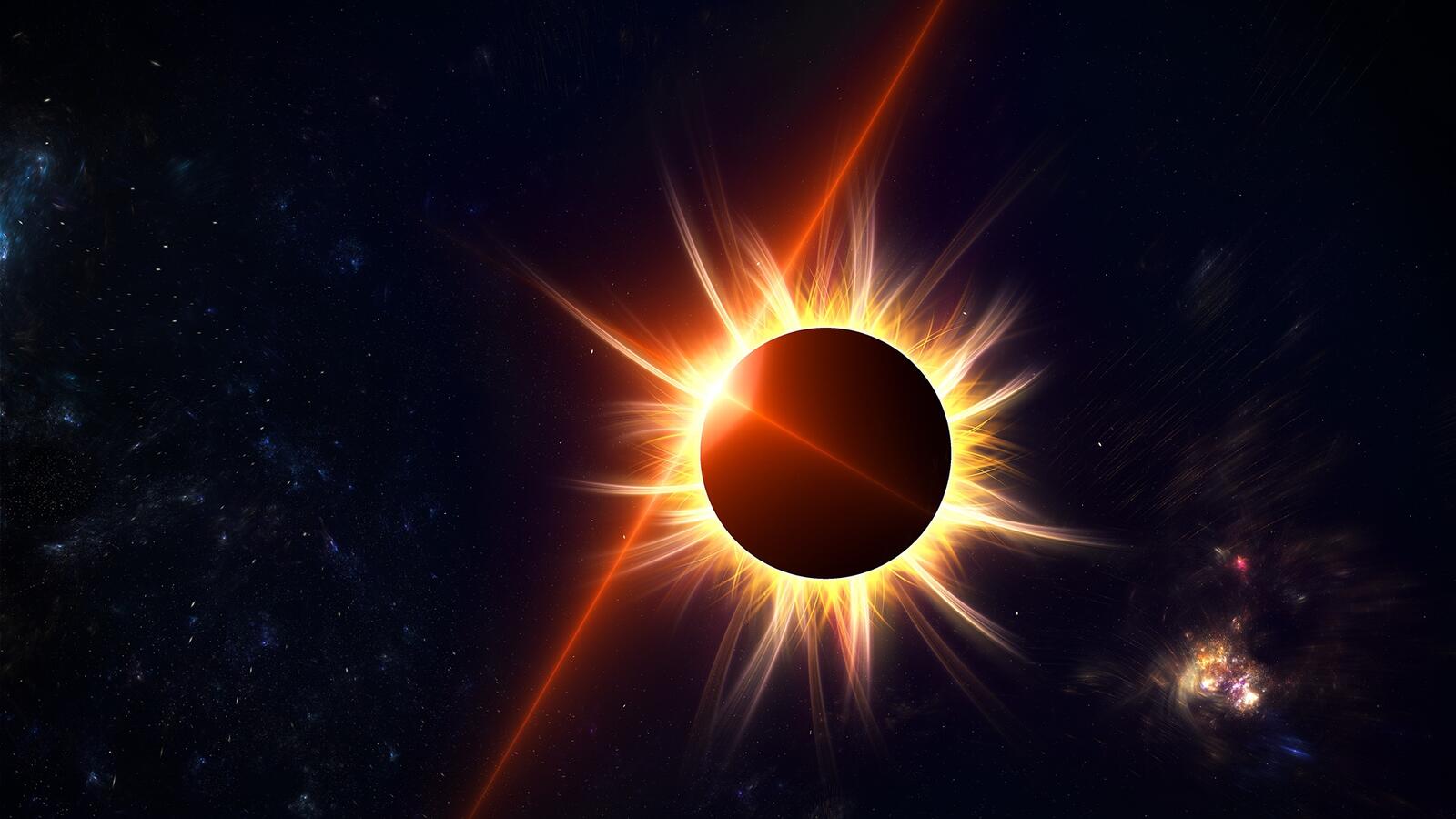 Wallpapers solar eclipse crown flash on the desktop