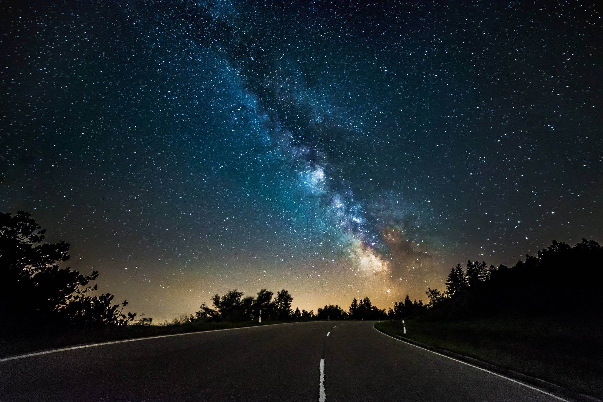 Wallpapers country road sky stars on the desktop