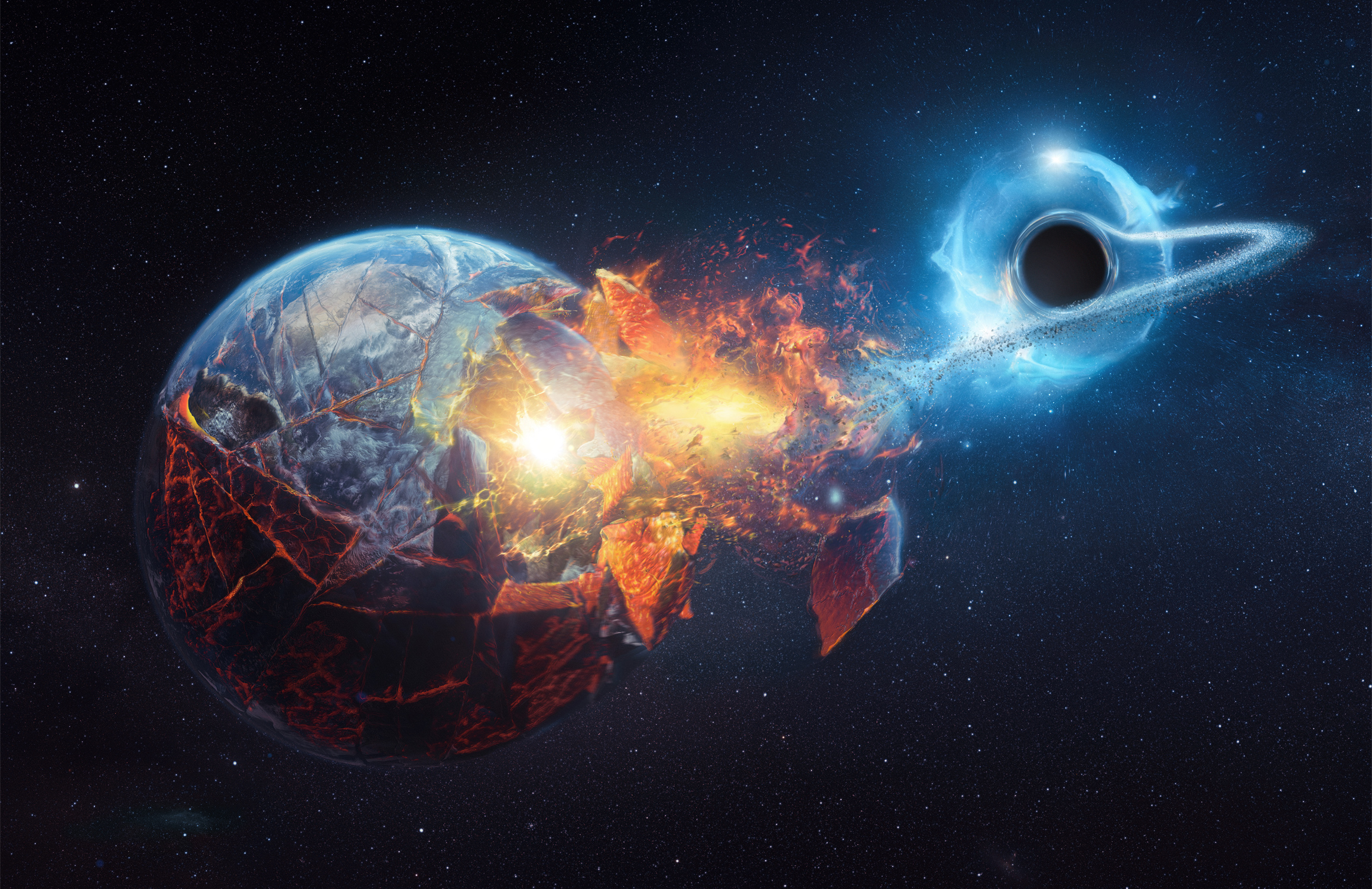 Обои Черная дыра проходящая мимо Земли Живая Вселенная космос на рабочий стол