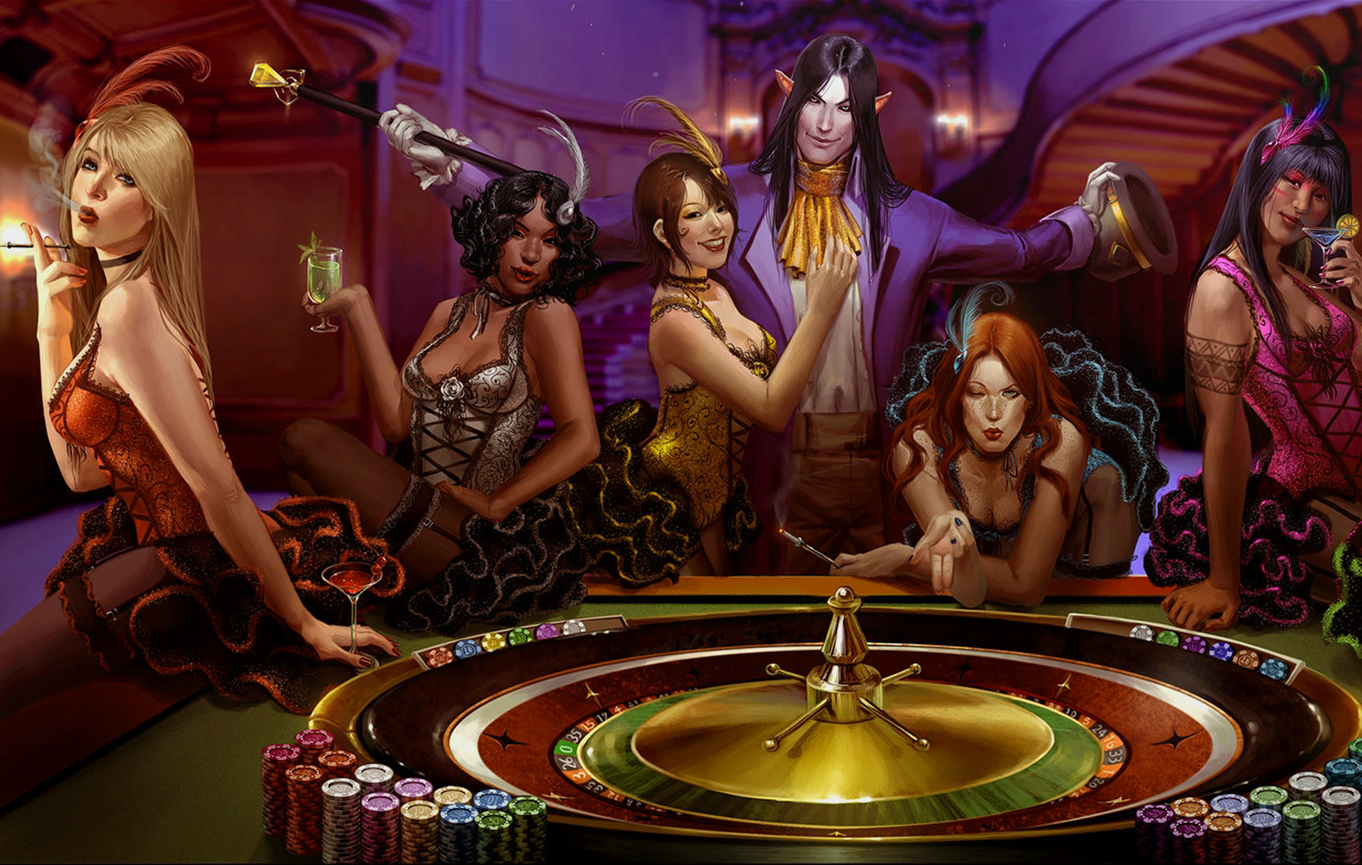Wallpapers chips girls roulette on the desktop