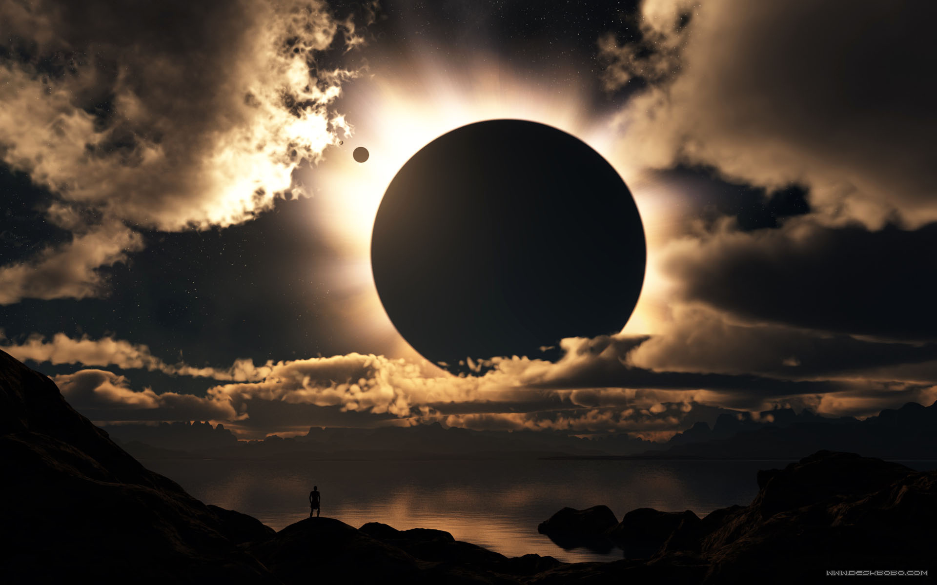 Wallpapers parade of planets eclipse moon on the desktop