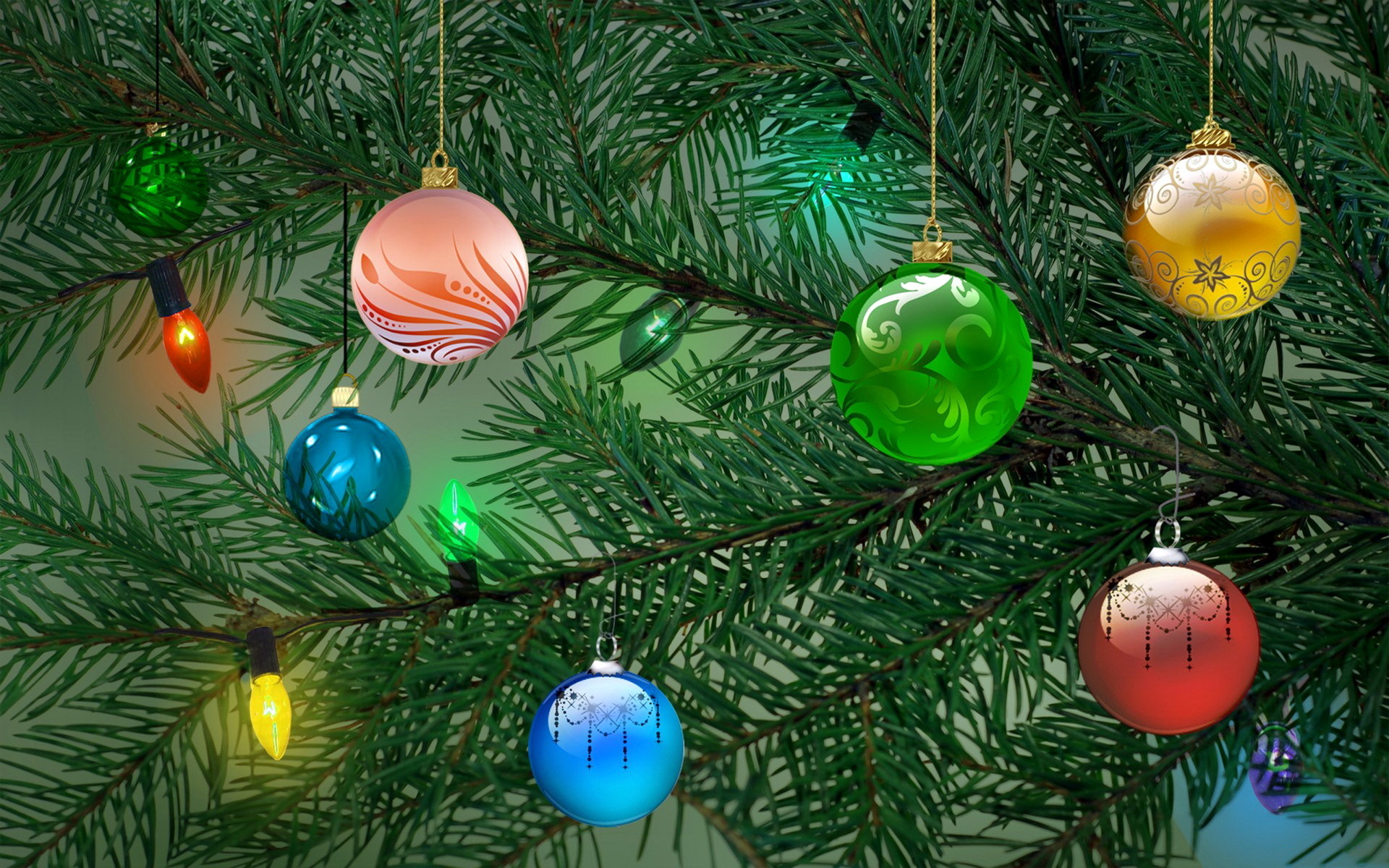Free photo Rendering of a branch with toys for the new year