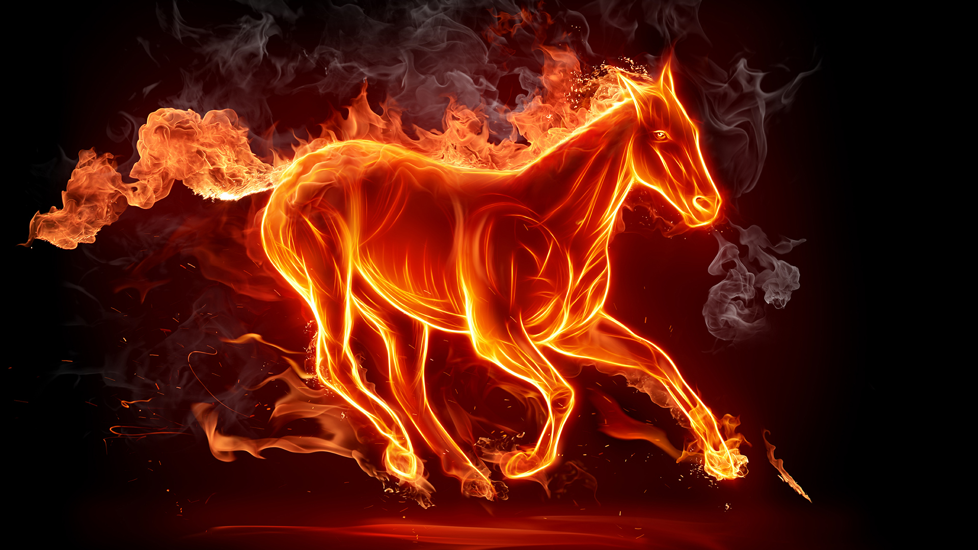 Обои огонь лошадь огненная на рабочий стол