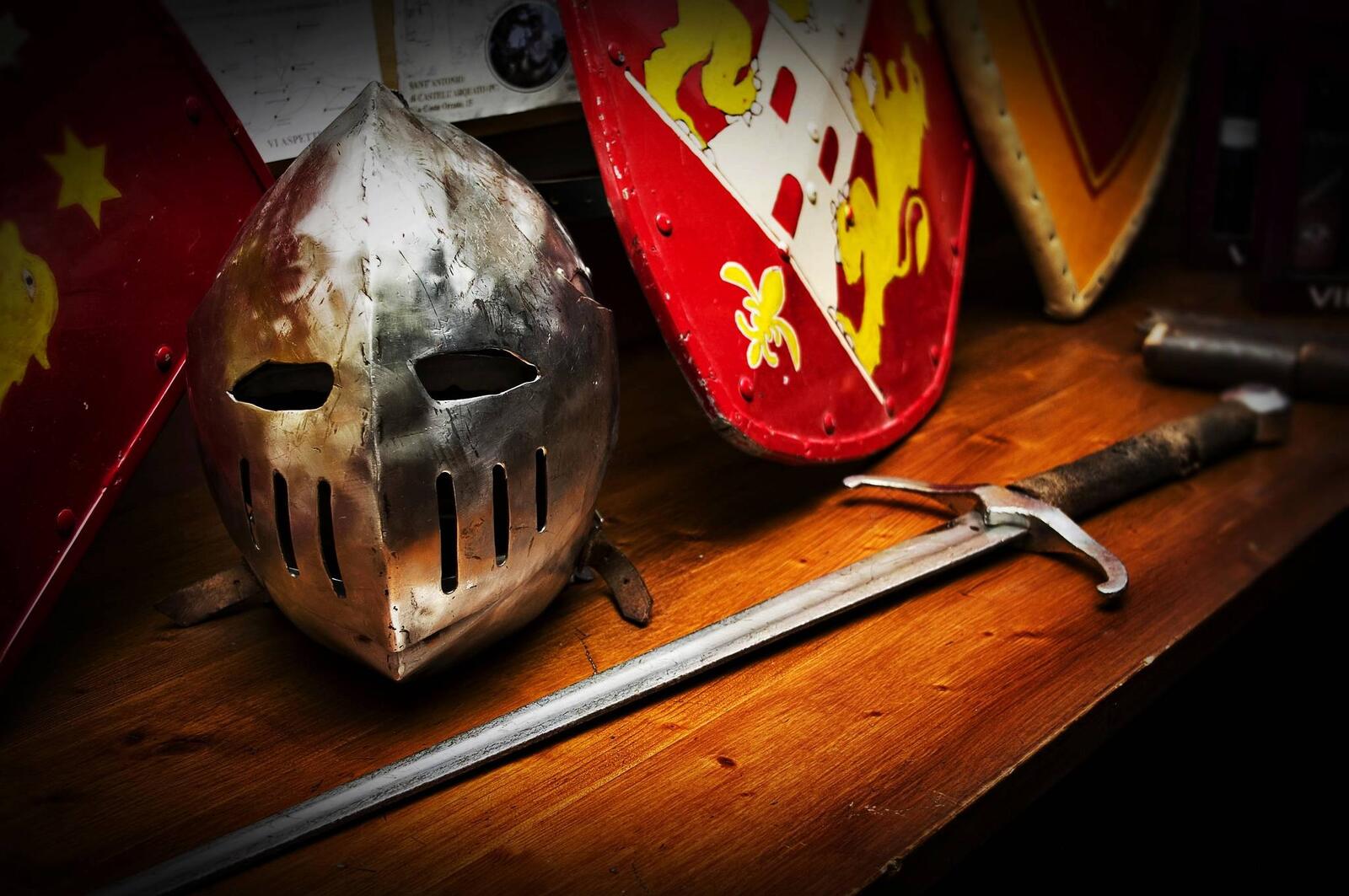 Wallpapers sword helmet shield on the desktop