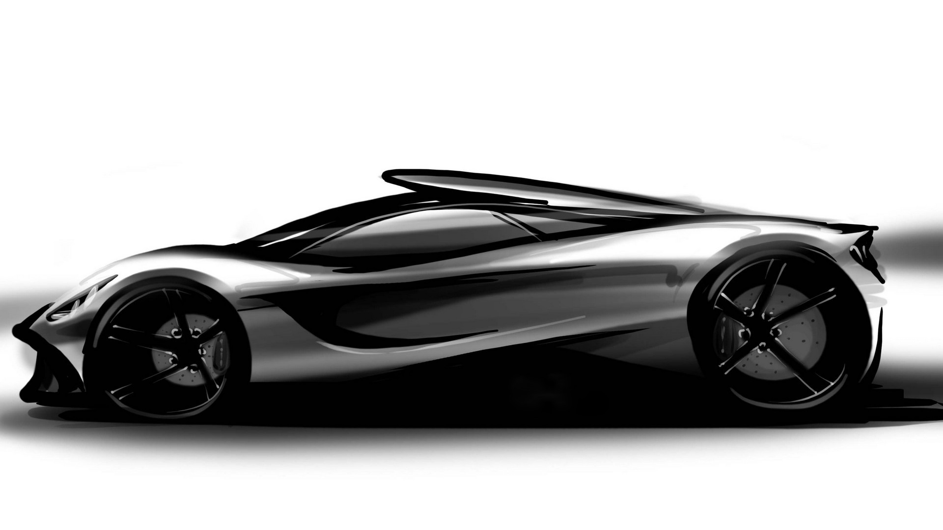 Wallpapers sports car hand-drawn black and white on the desktop