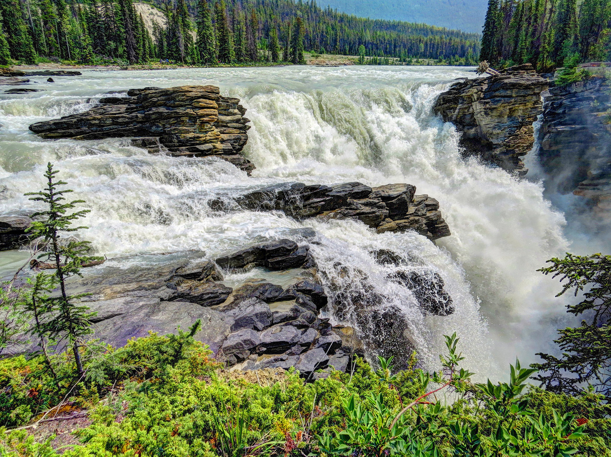 Обои Athabasca Falls Jasper National Park Атабаска водопад на рабочий стол