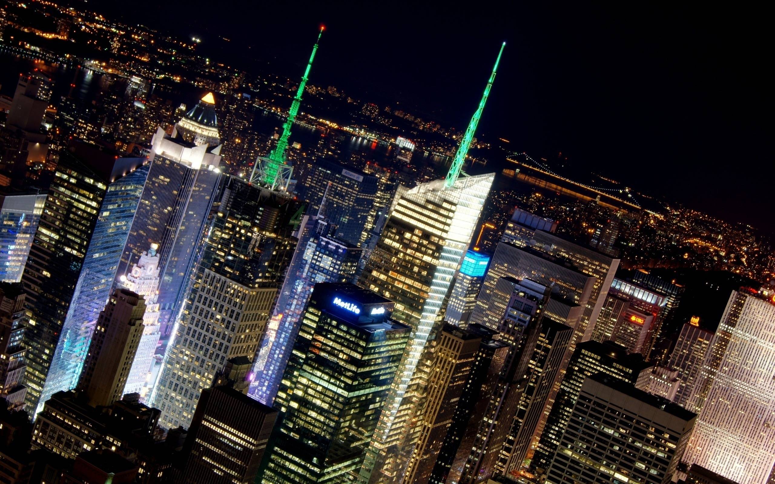 Обои ночной Нью-Йорк ночь небоскребы на рабочий стол