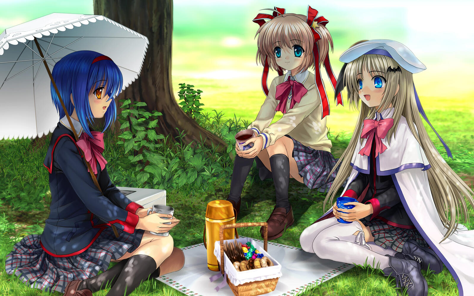 Wallpapers anime picnic lawn on the desktop