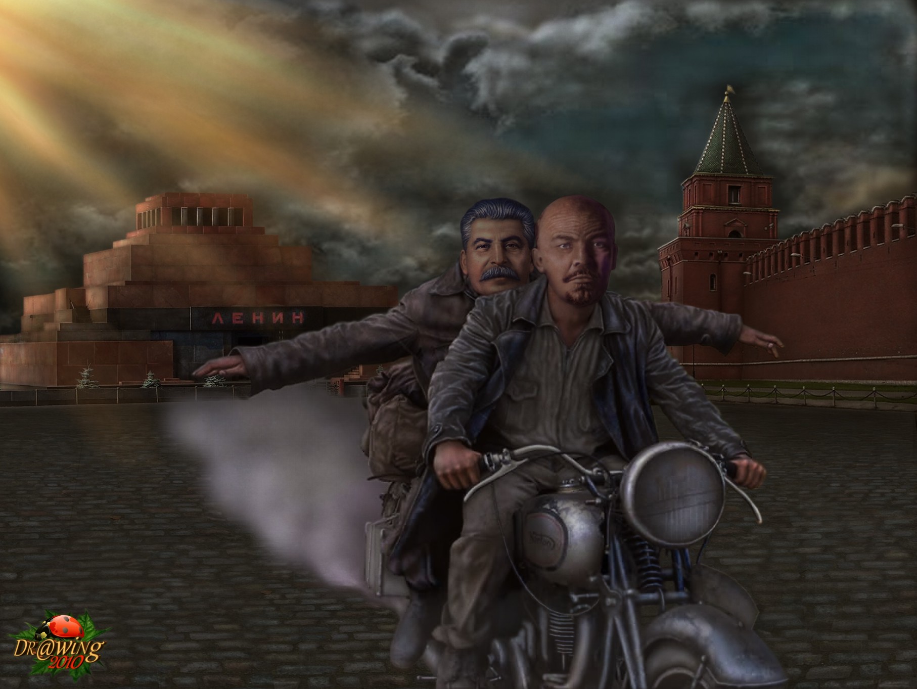 Wallpapers lenin Stalin motorcycle on the desktop