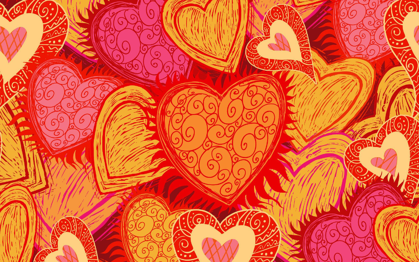Wallpapers background screensaver hearts on the desktop