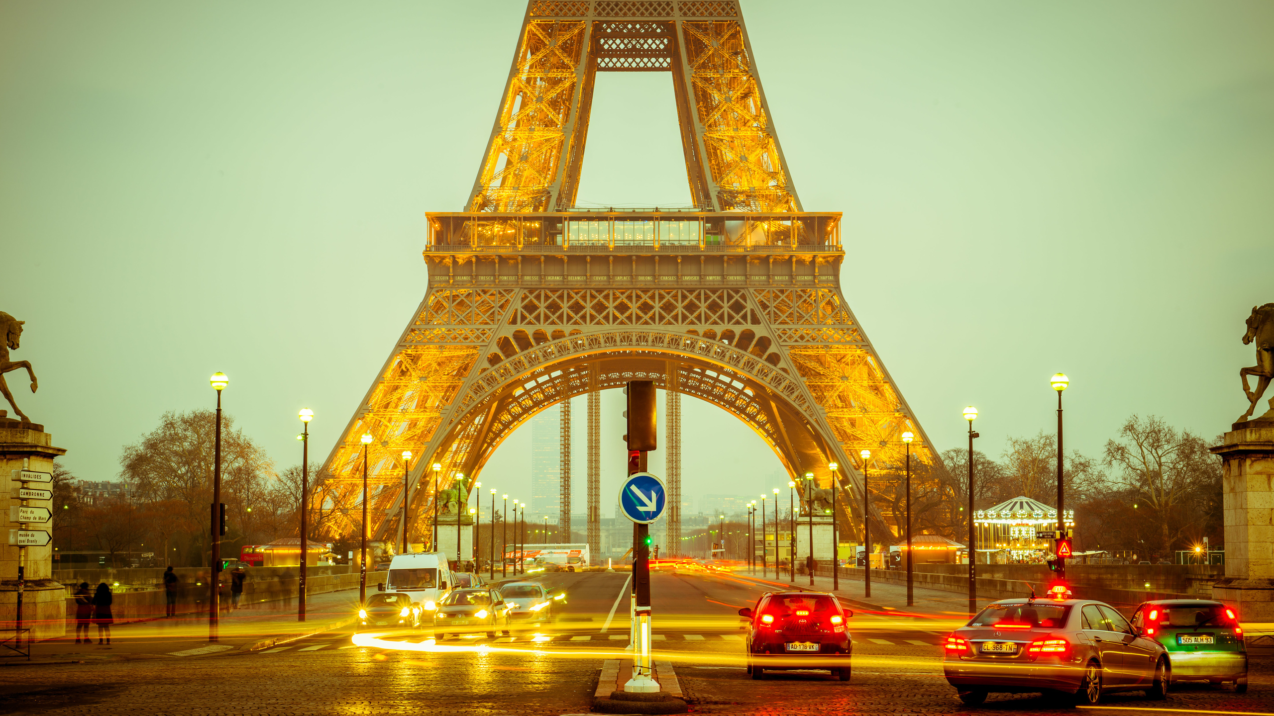 Обои Париж дороги освещение на рабочий стол