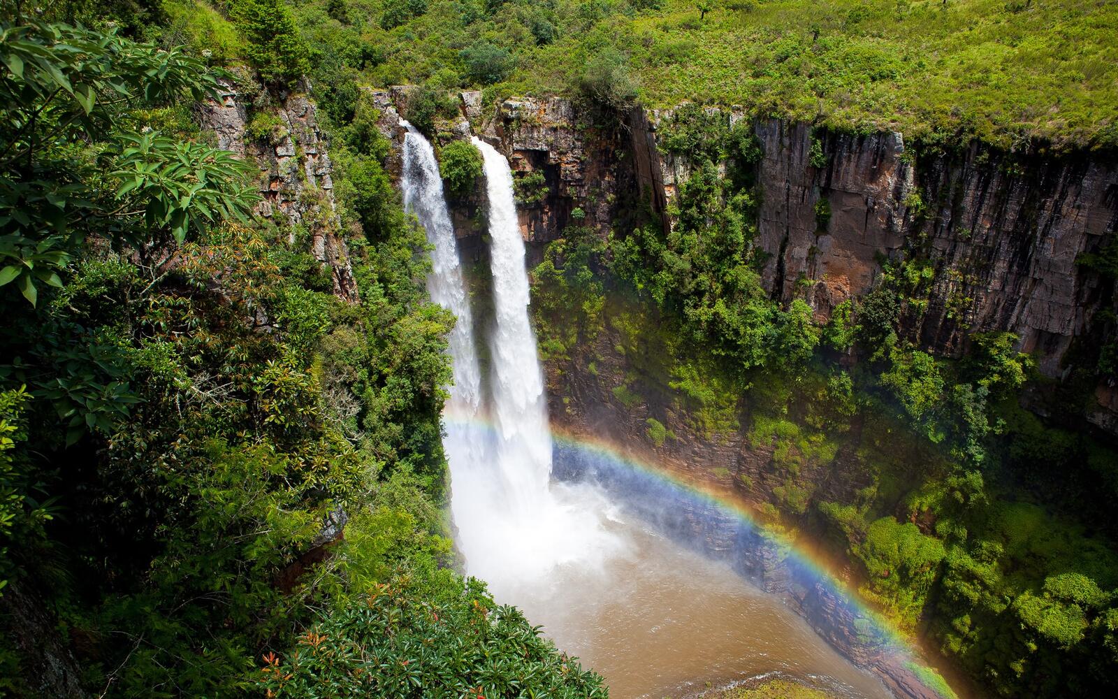 Wallpapers river waterfall rainbow on the desktop