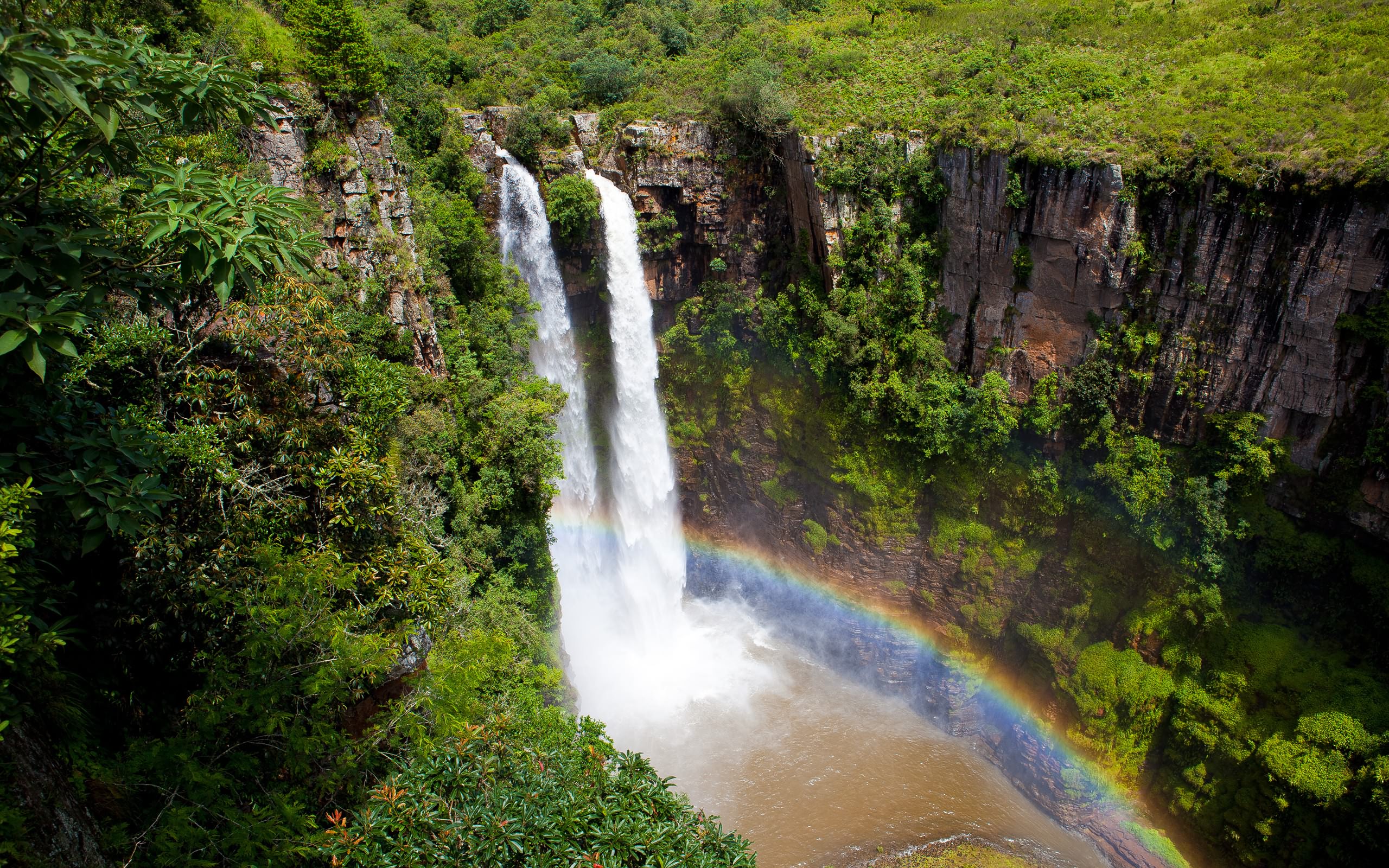Wallpapers river waterfall rainbow on the desktop