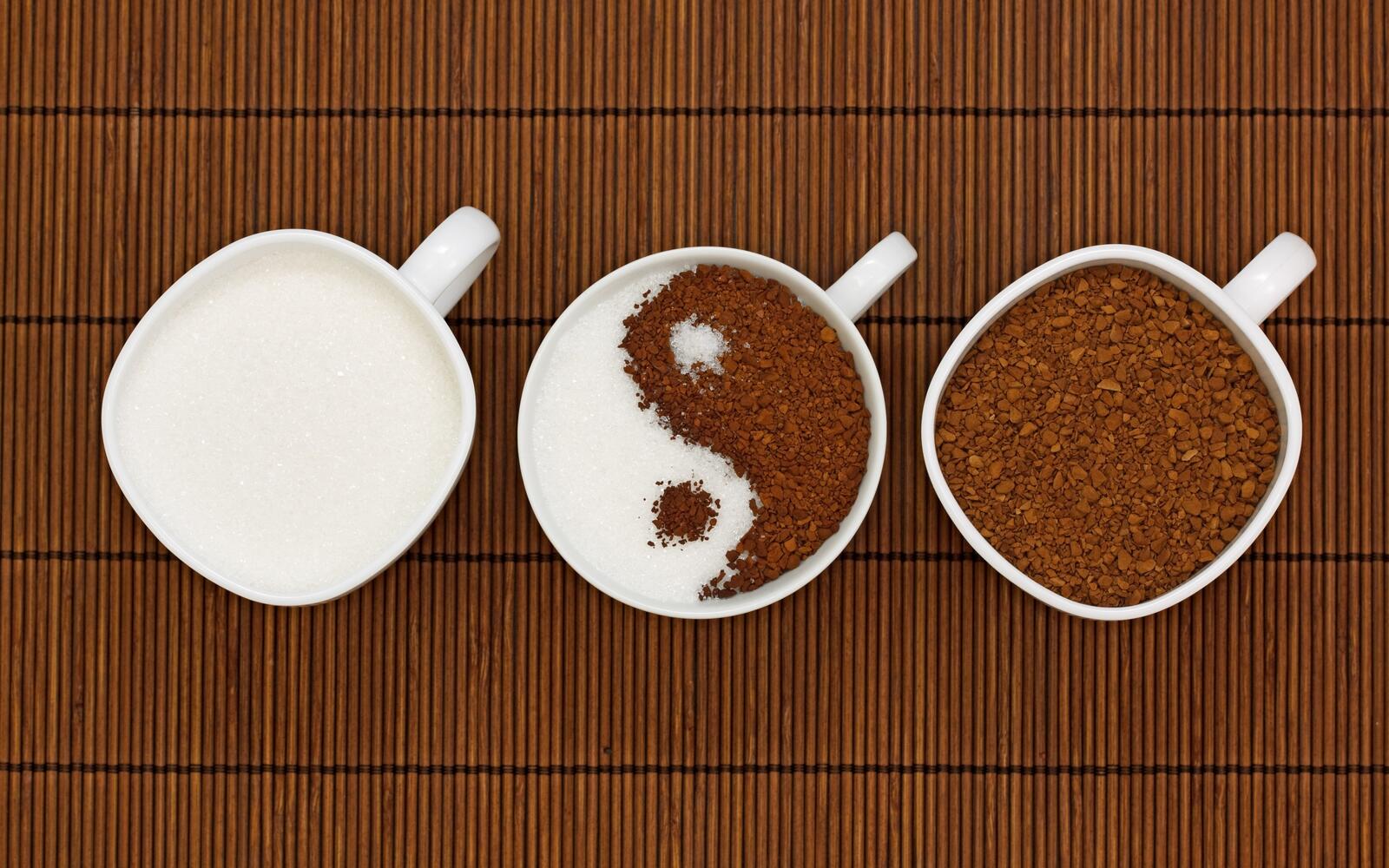 Обои чашки кофе сахар на рабочий стол