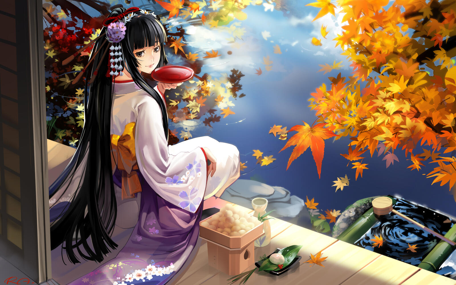 Wallpapers girl kimono hair on the desktop