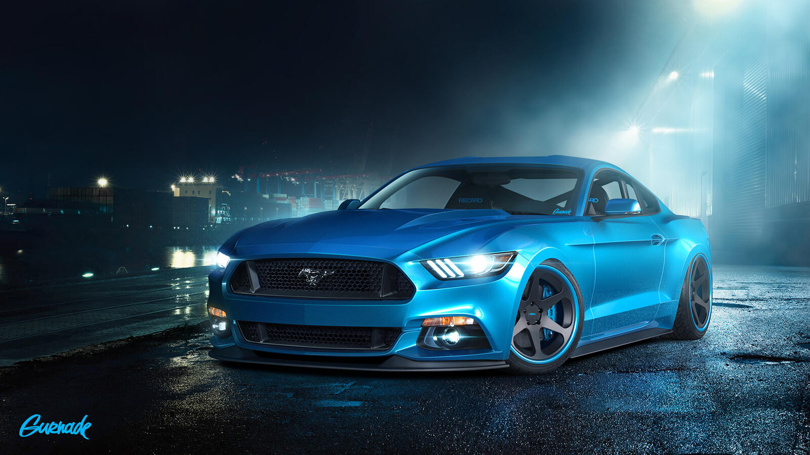 Wallpapers mustang blue night on the desktop