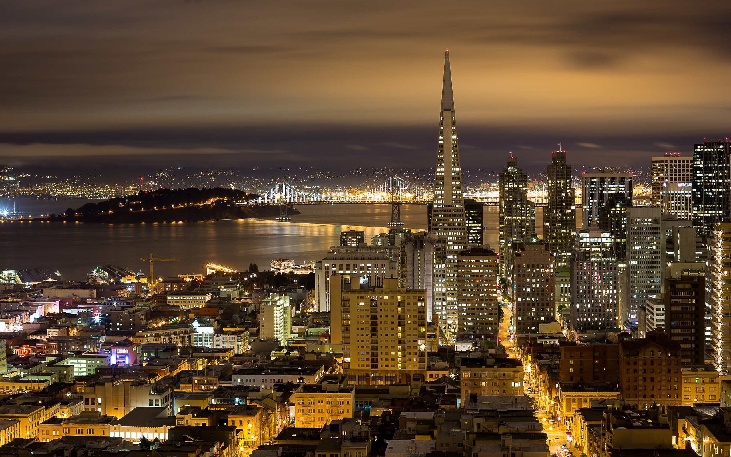 страны архитектура ночь салют Сан-Франциско США скачать