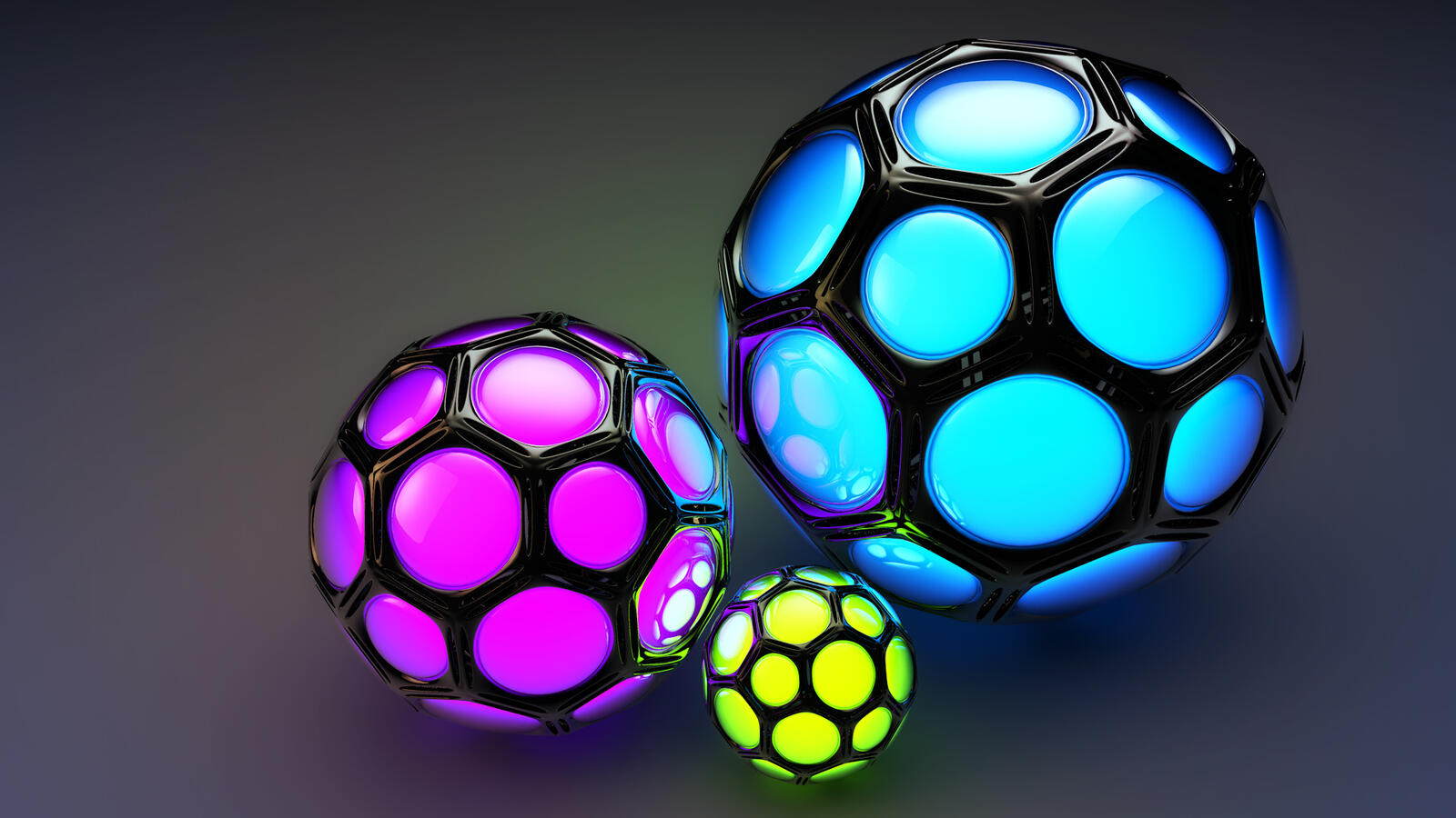 Обои шары светятся цветные на рабочий стол