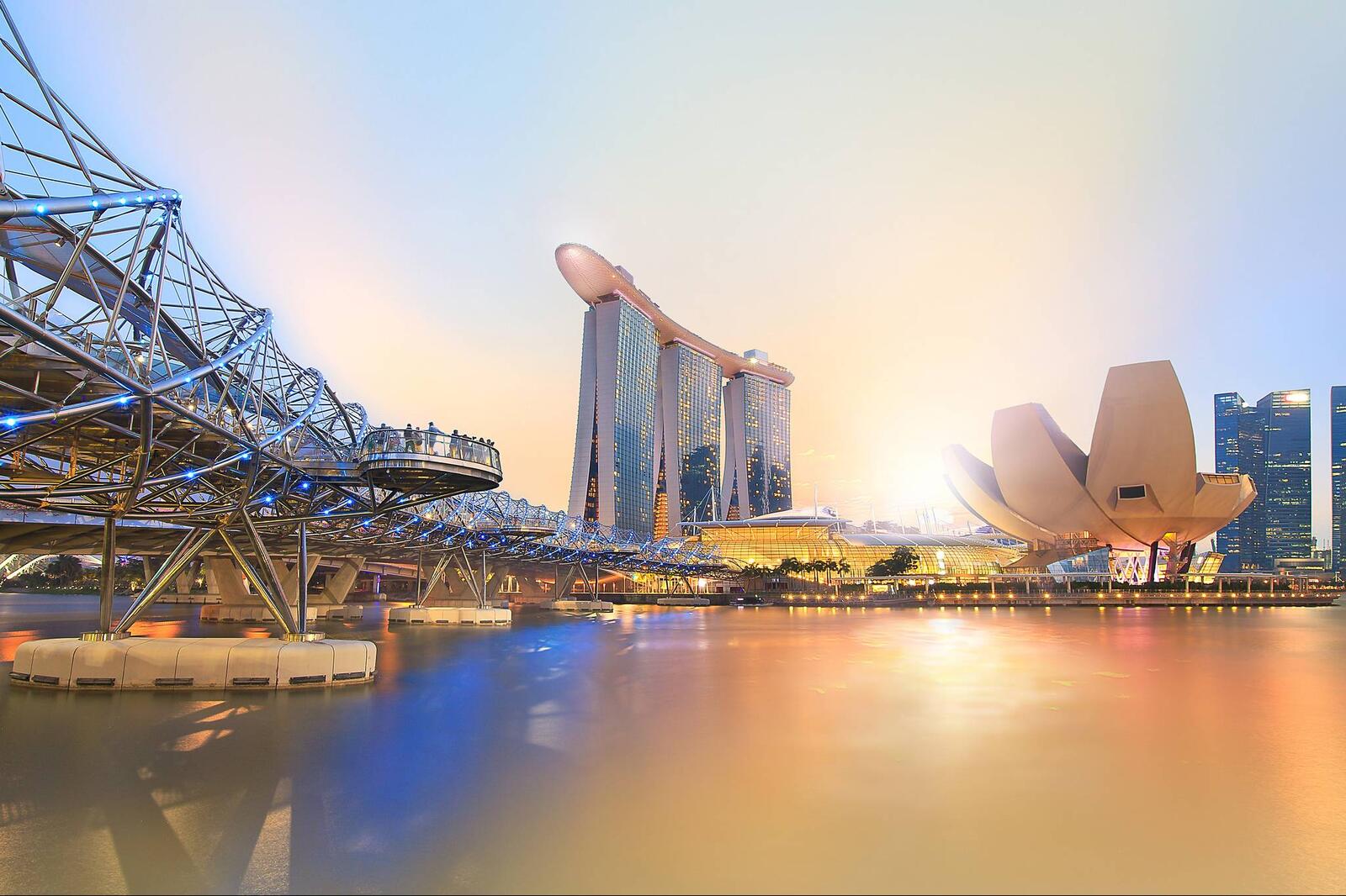 Обои город Сингапур мост на рабочий стол