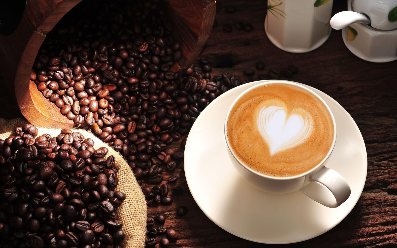 Обои чашка кофе сердце на рабочий стол