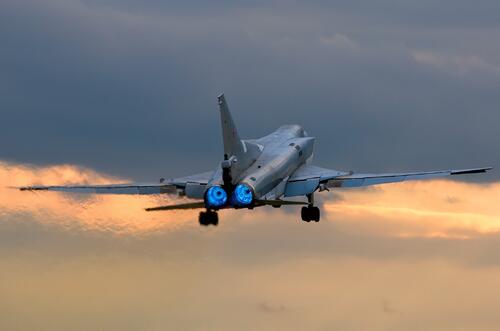 Tu-22m-3 takes off into the sunset