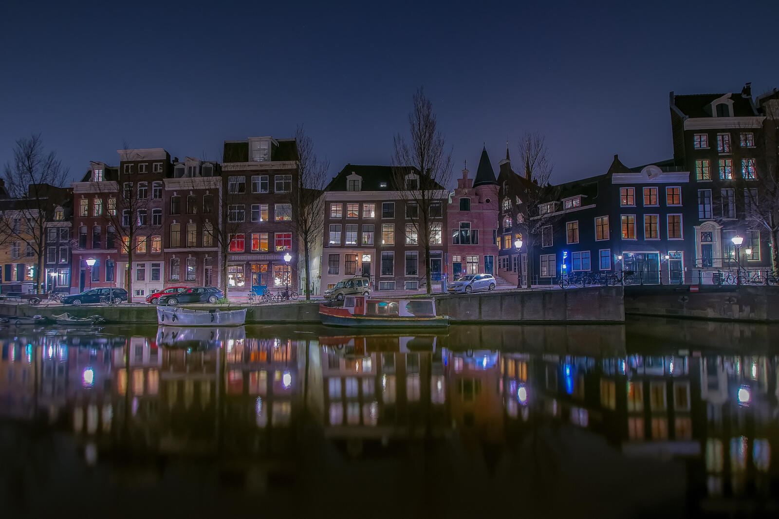 Wallpapers Amsterdam night city river on the desktop